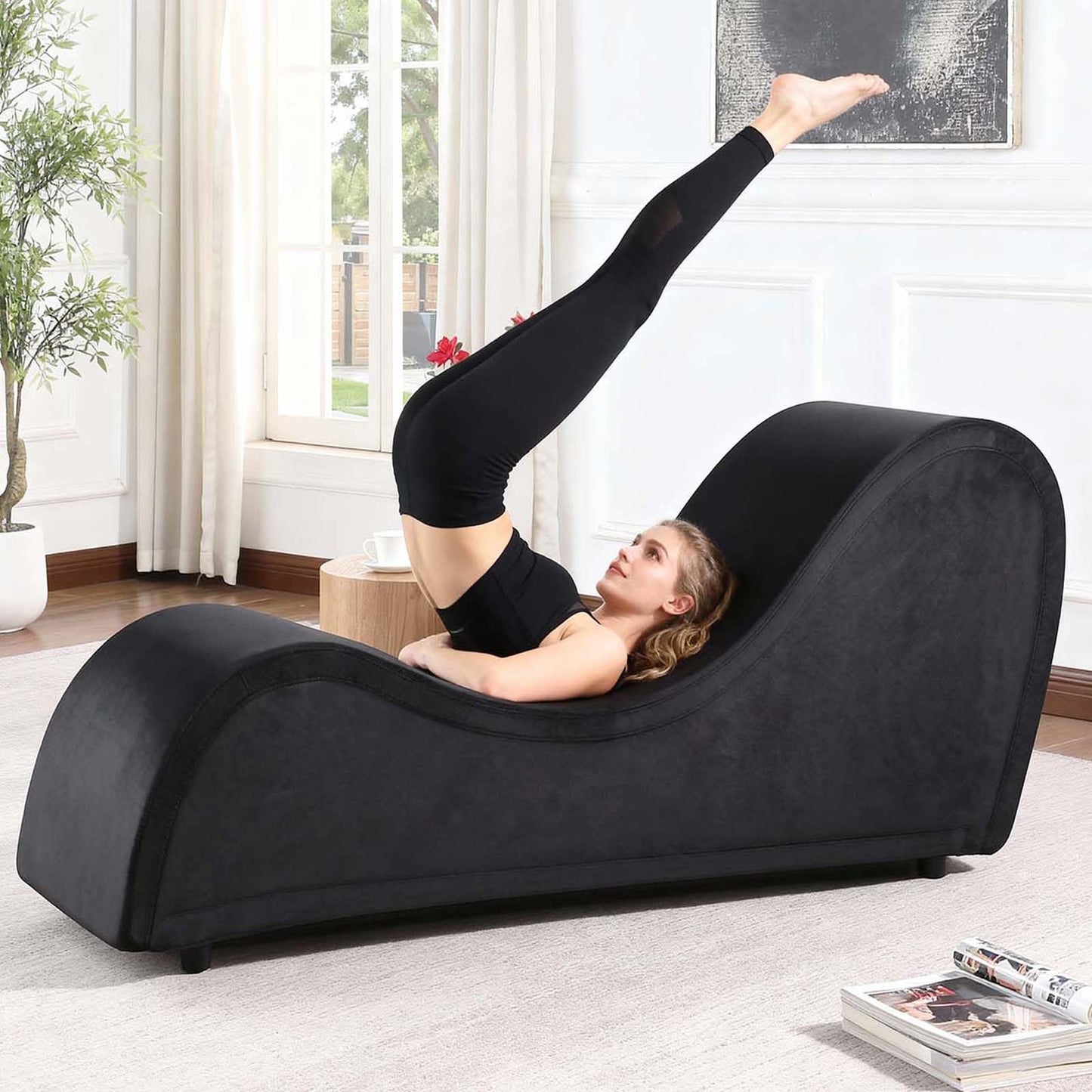 Heavy - Duty Black Luxury Intimacy Chaise - Vixen | Nova Network