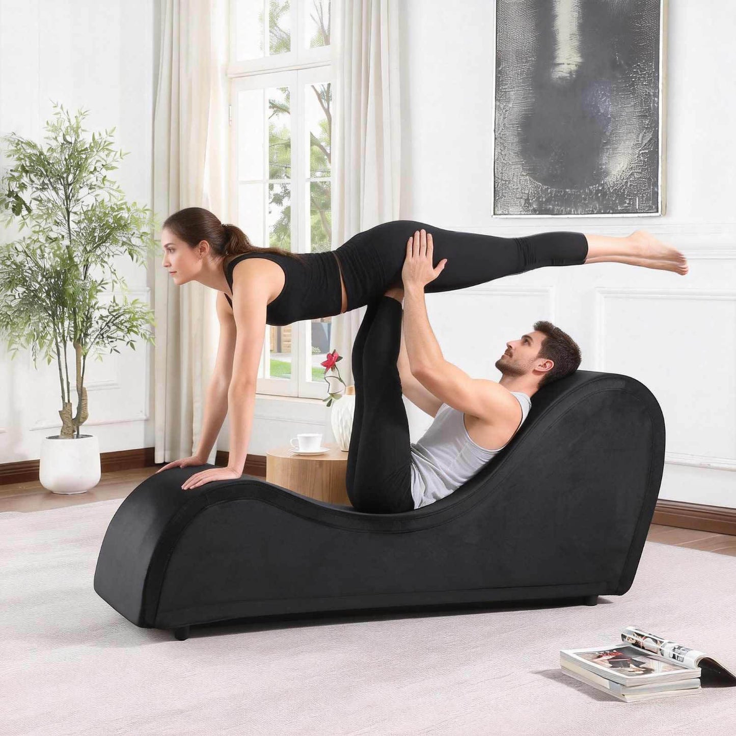 Heavy - Duty Black Luxury Intimacy Chaise - Vixen | Nova Network