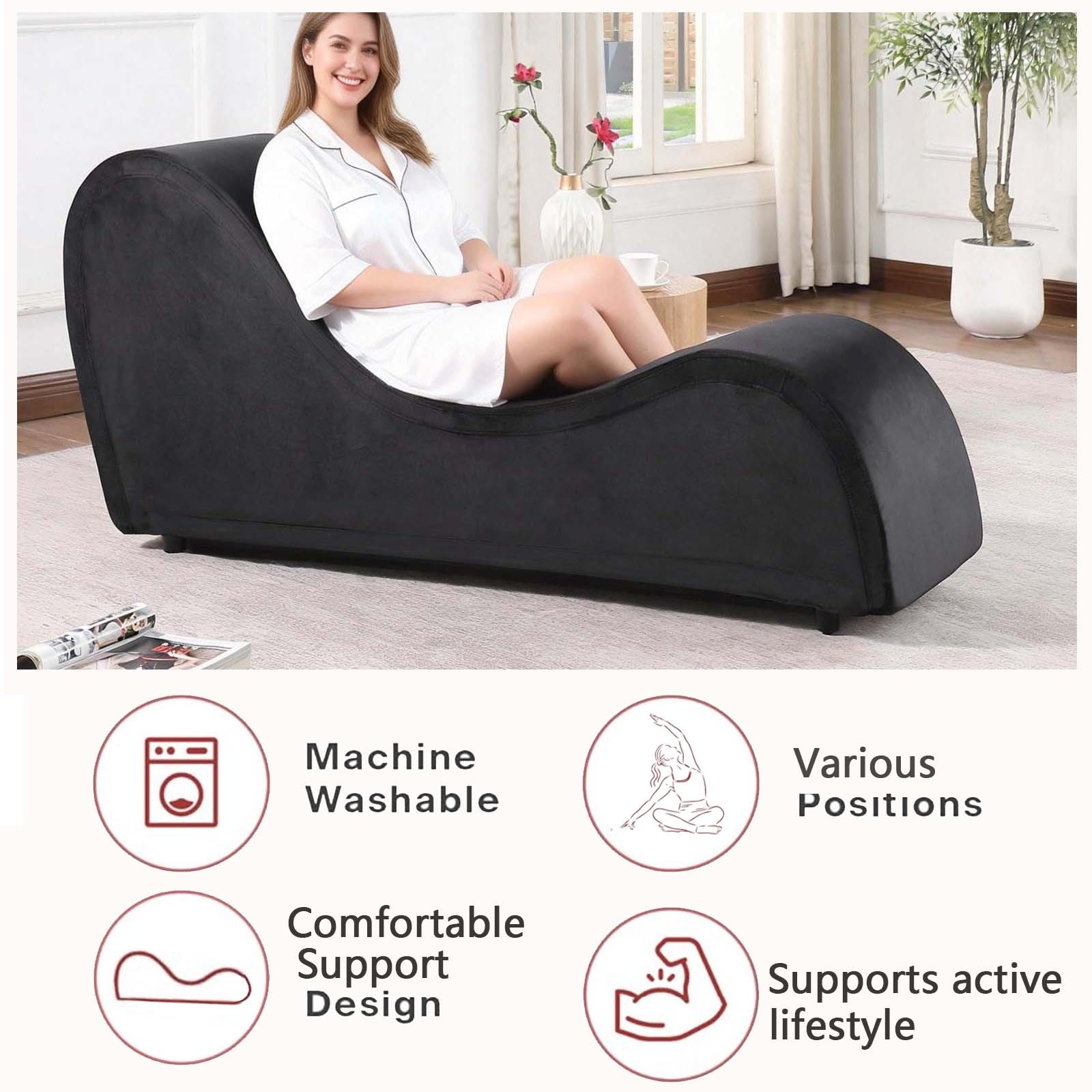Heavy - Duty Black Premium Intimacy Chaise - Vixen | Nova Network