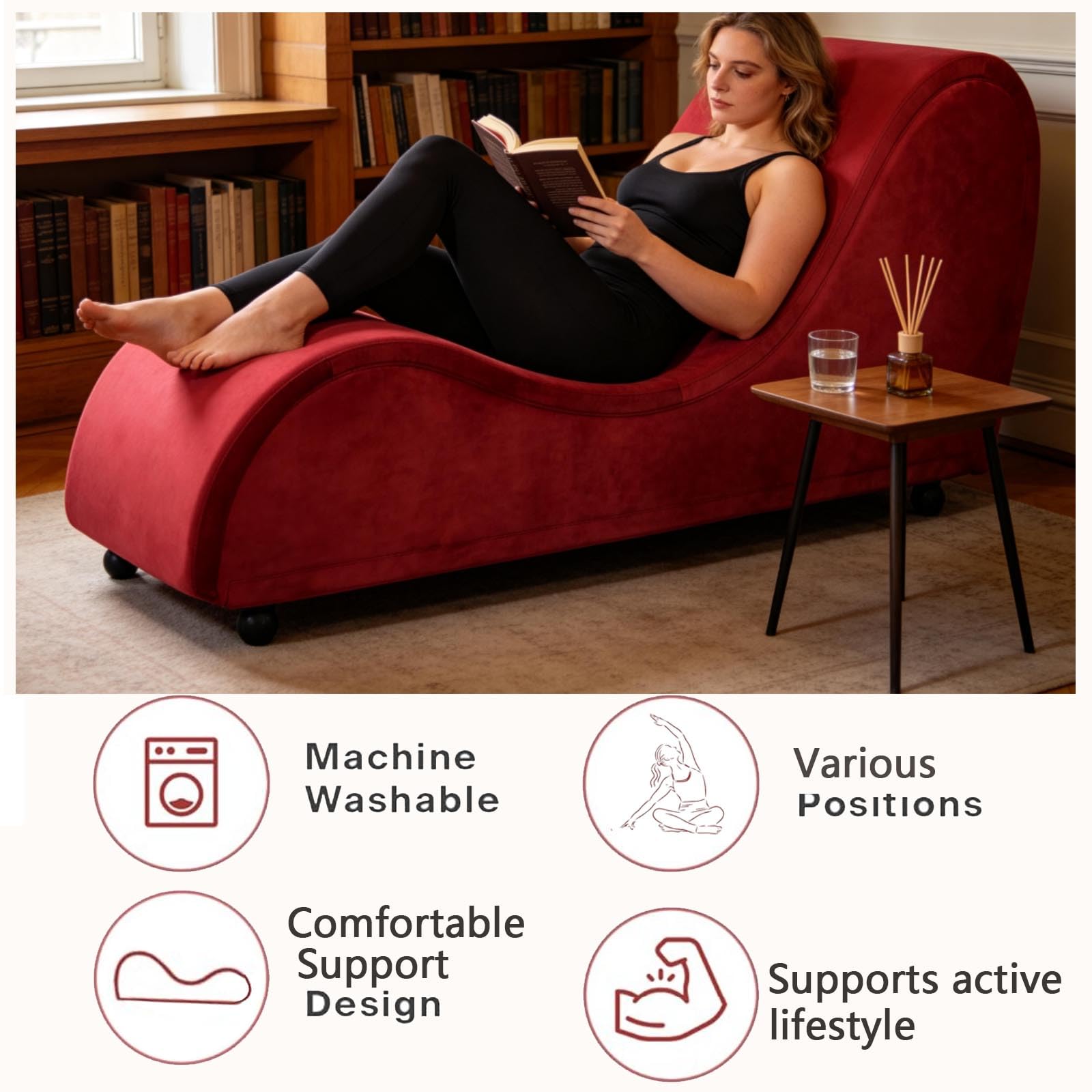 Heavy - Duty Red Luxury Intimacy Chaise - Vixen | Nova Network