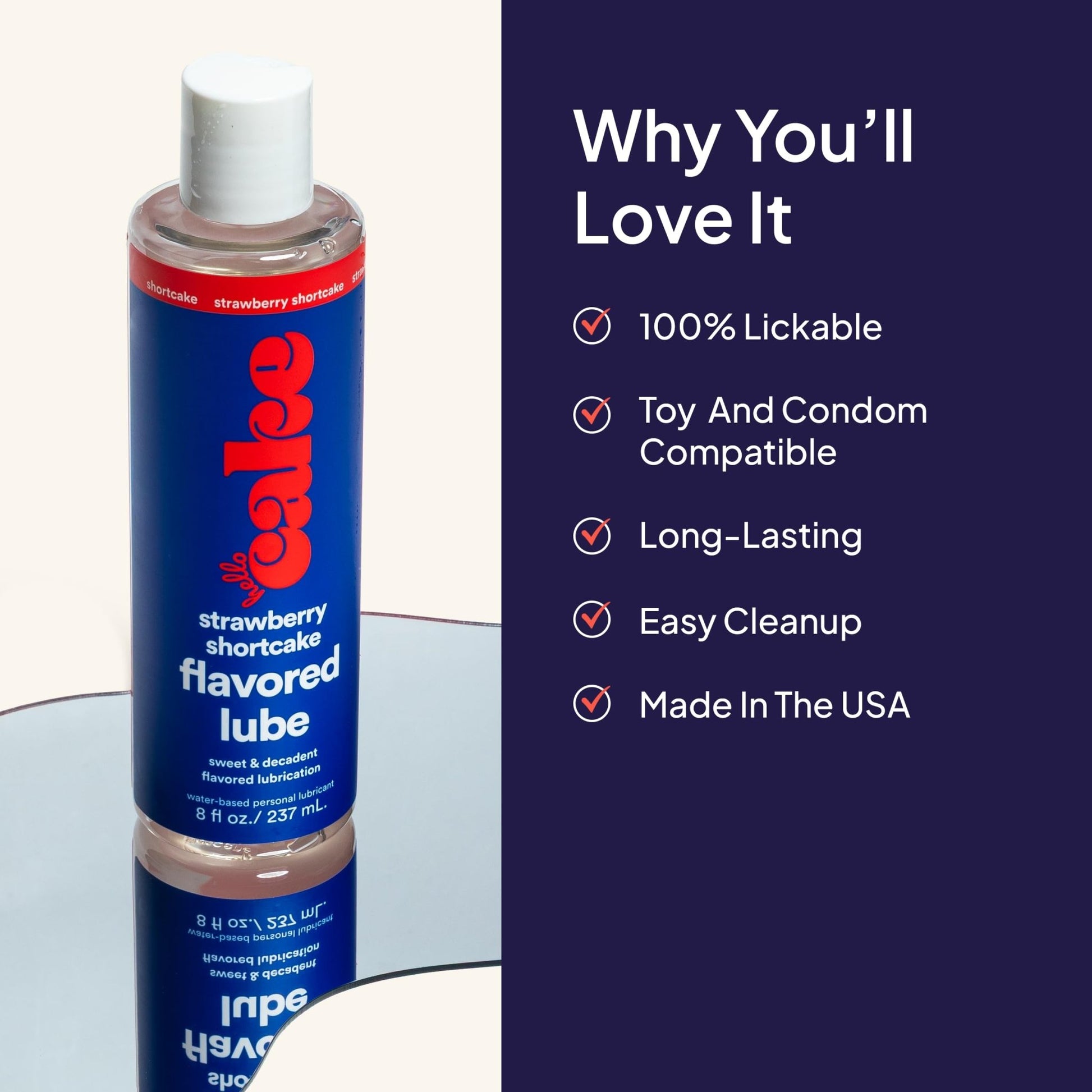 Hello Cake Strawberry Shortcake Flavored Lube - Sugar - Free Water - Based Personal Lubricant for Men, Women, and Couples, 8 fl oz - Vixen | Nova Network
