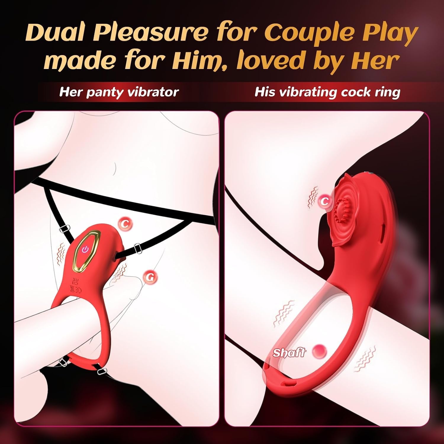His & Hers 2-in-1 Panty Vibrator & Cock Ring – App Remote, 10 Modes - Vixen Adult Playroom