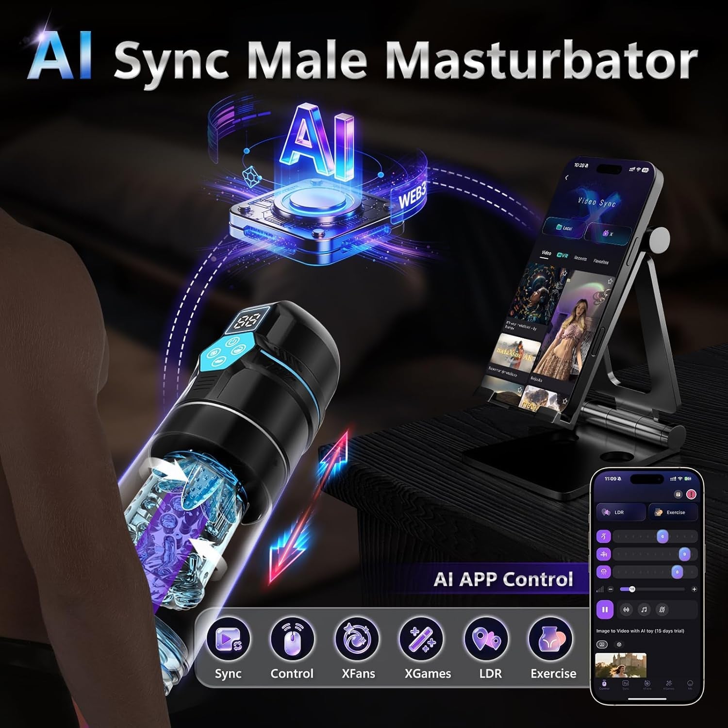 HydroSync AI Video Sync Vacuum Male Stroker - Vixen | Nova Network