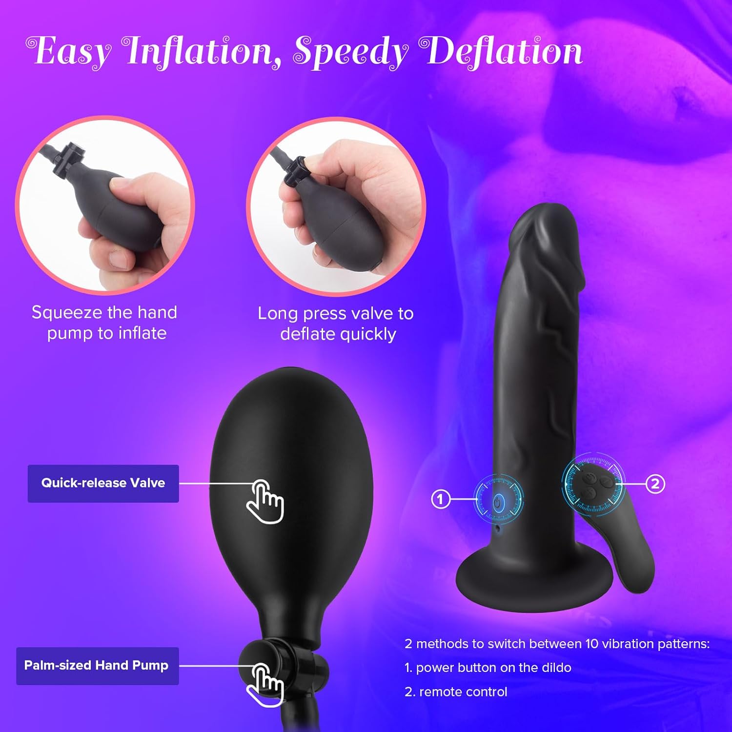 Prostate Vibrator - Inflatable Dildo with 10 Vibration Modes Vixen | Nova Network Prostate Vibrator - Inflatable Dildo with 10 Vibration Modes Vixen | Nova Network