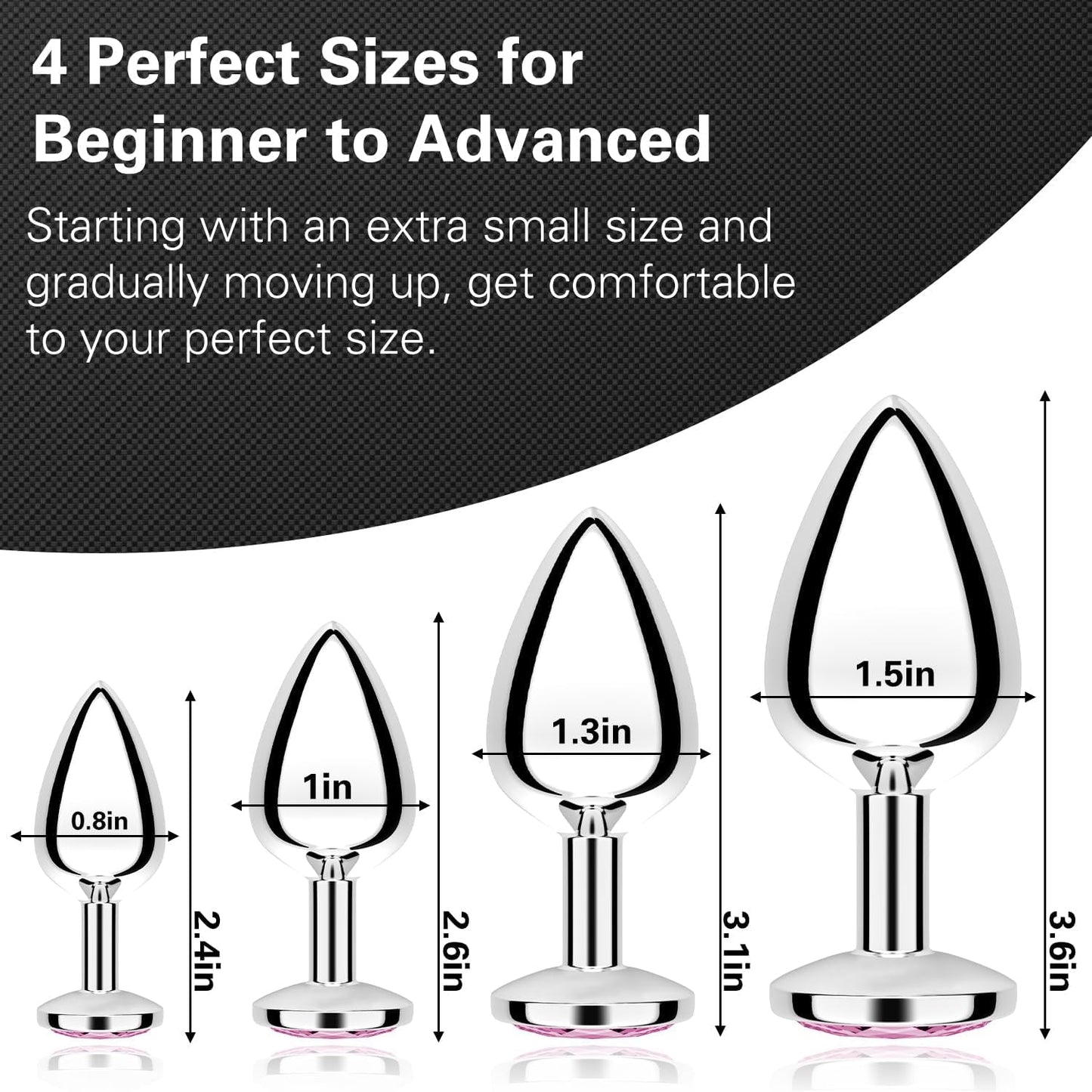 JewelRise 4-Piece Steel Pink Jewel Butt Plug Training Kit - Vixen | Nova Network