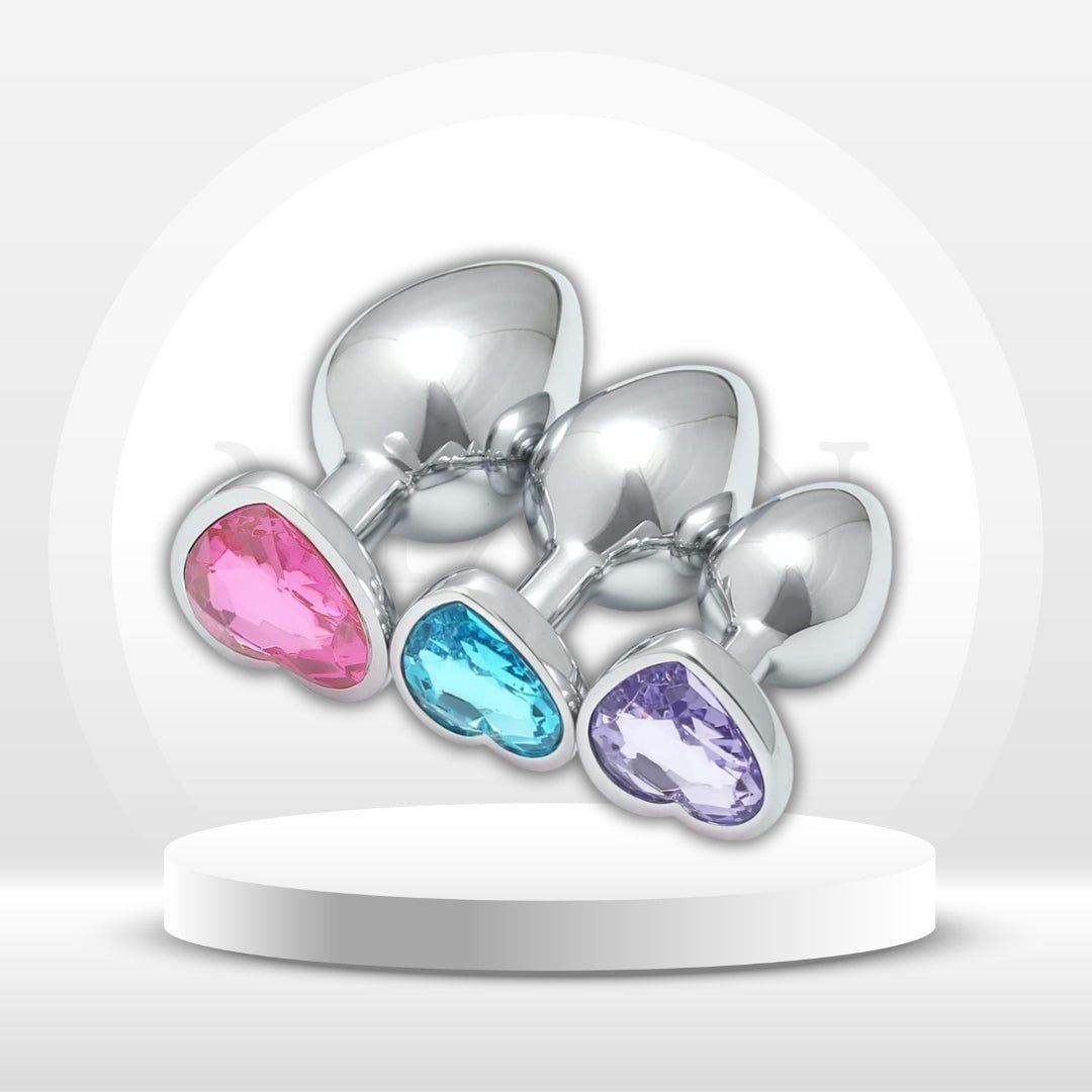 JewelTrio 3-Piece Metal Heart Jewel Butt Plug Set - Vixen | Nova Network