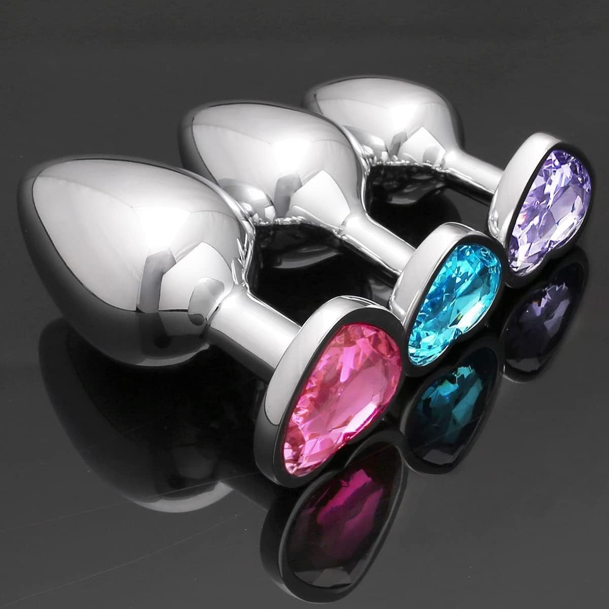 JewelTrio 3-Piece Metal Heart Jewel Butt Plug Set - Vixen | Nova Network