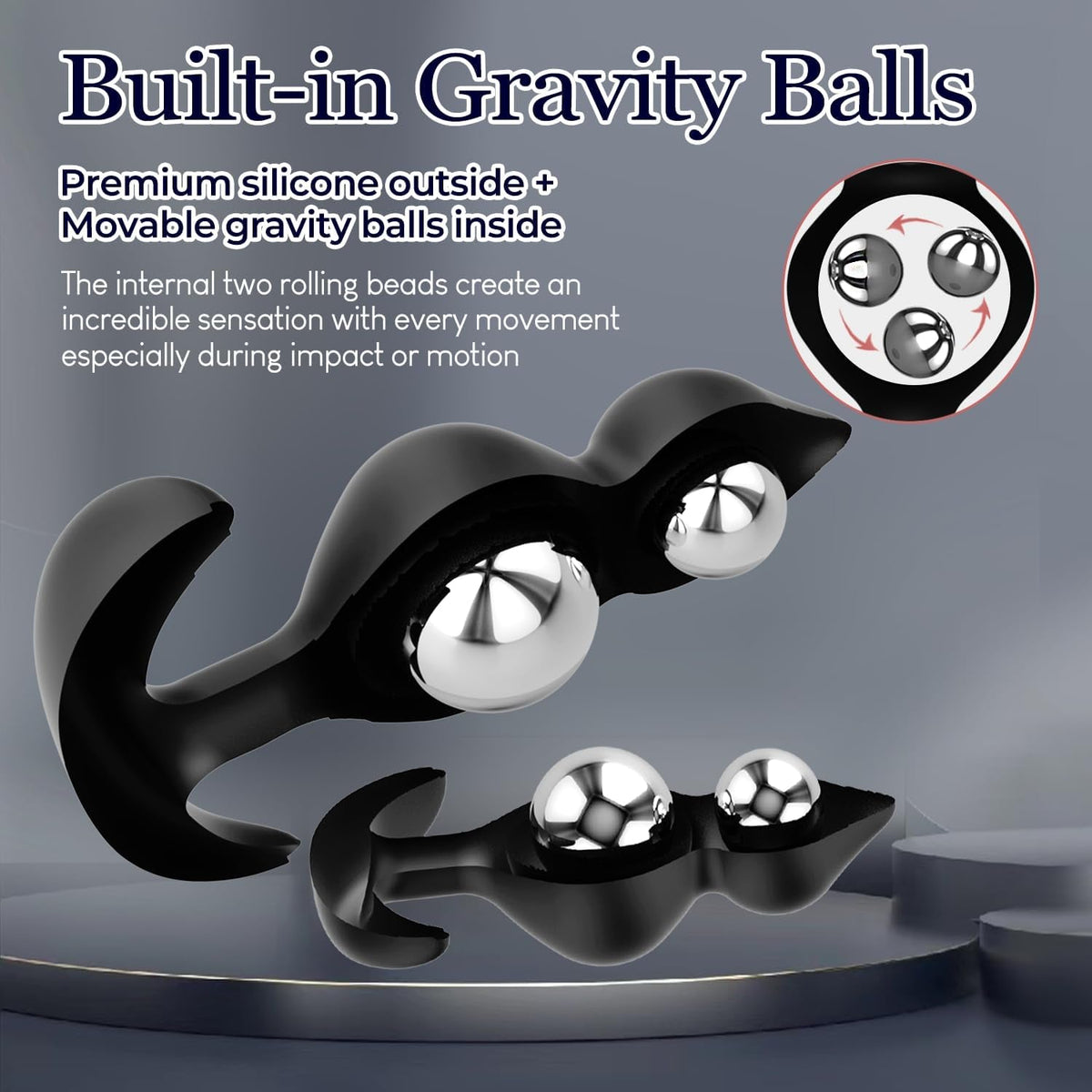 KineticCore Weighted Silicone Butt Plug – Dual Rolling Balls, T-Base - Vixen Adult Playroom