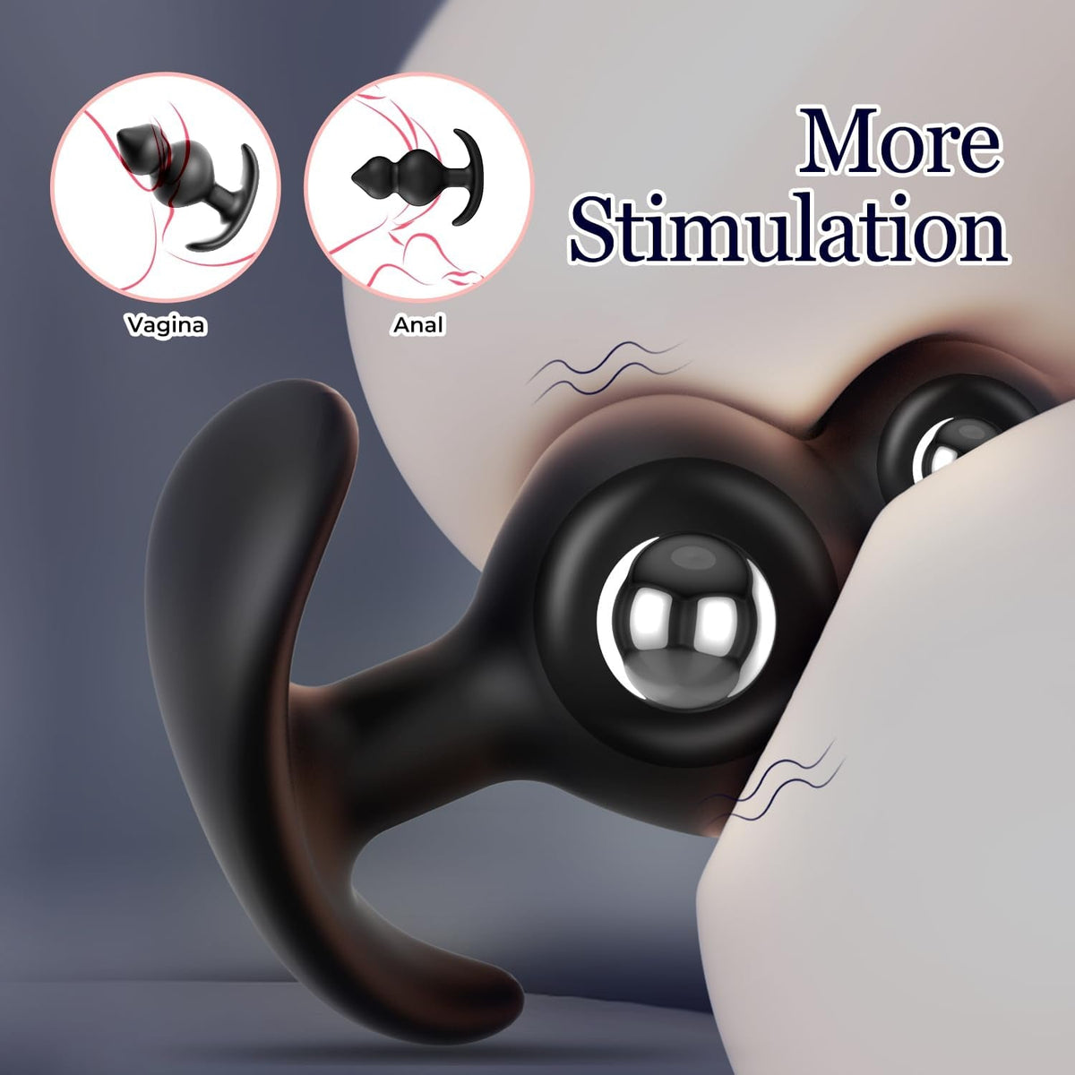 KineticCore Weighted Silicone Butt Plug – Dual Rolling Balls, T-Base - Vixen Adult Playroom