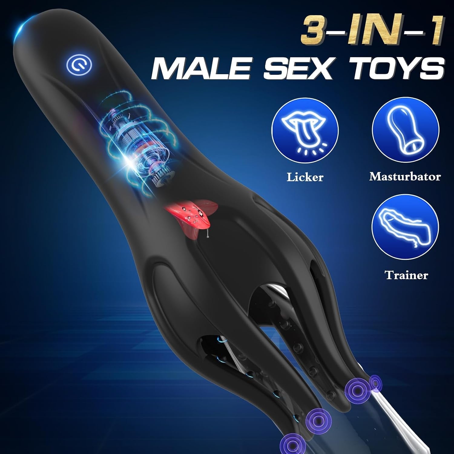 Lick & Stroke 3-in-1 Male Vibrator – Tongue Licking Trainer, 10 Modes - Vixen Adult Playroom