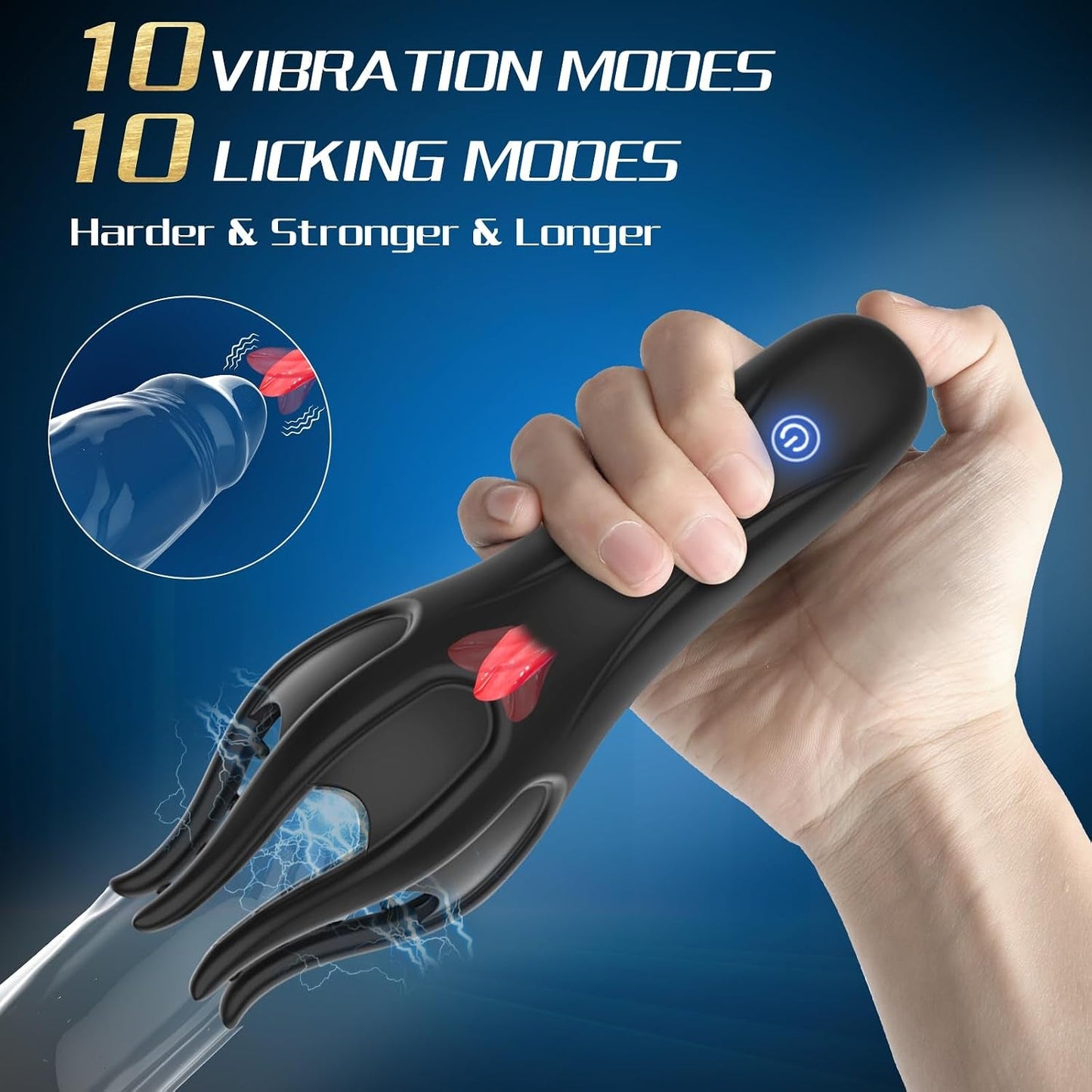 Lick & Stroke 3-in-1 Male Vibrator – Tongue Licking Trainer, 10 Modes - Vixen Adult Playroom