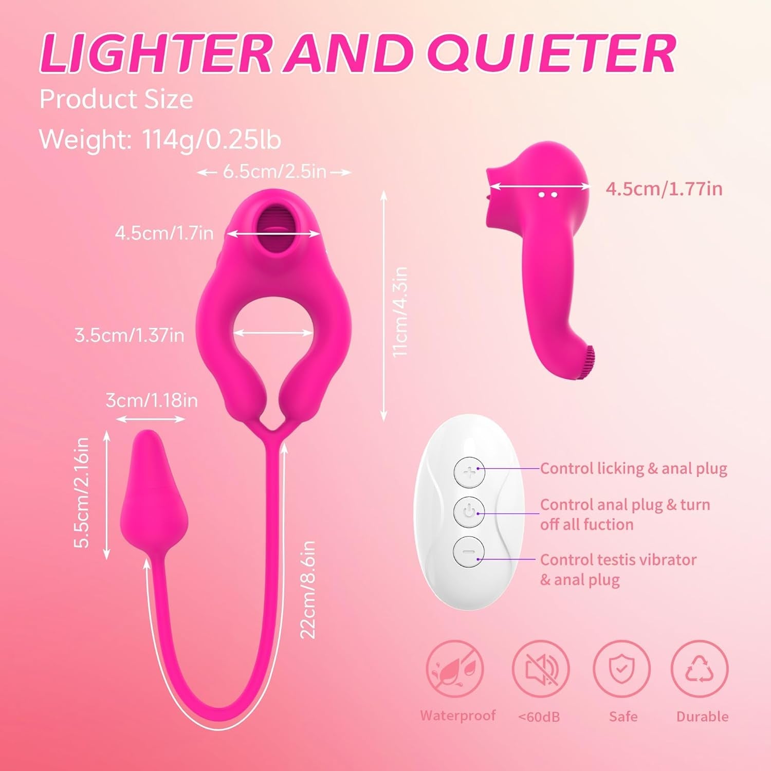 LickLink 4 - in - 1 Vibrating Cock Ring with Anal & Clit Stimulator - Vixen | Nova Network