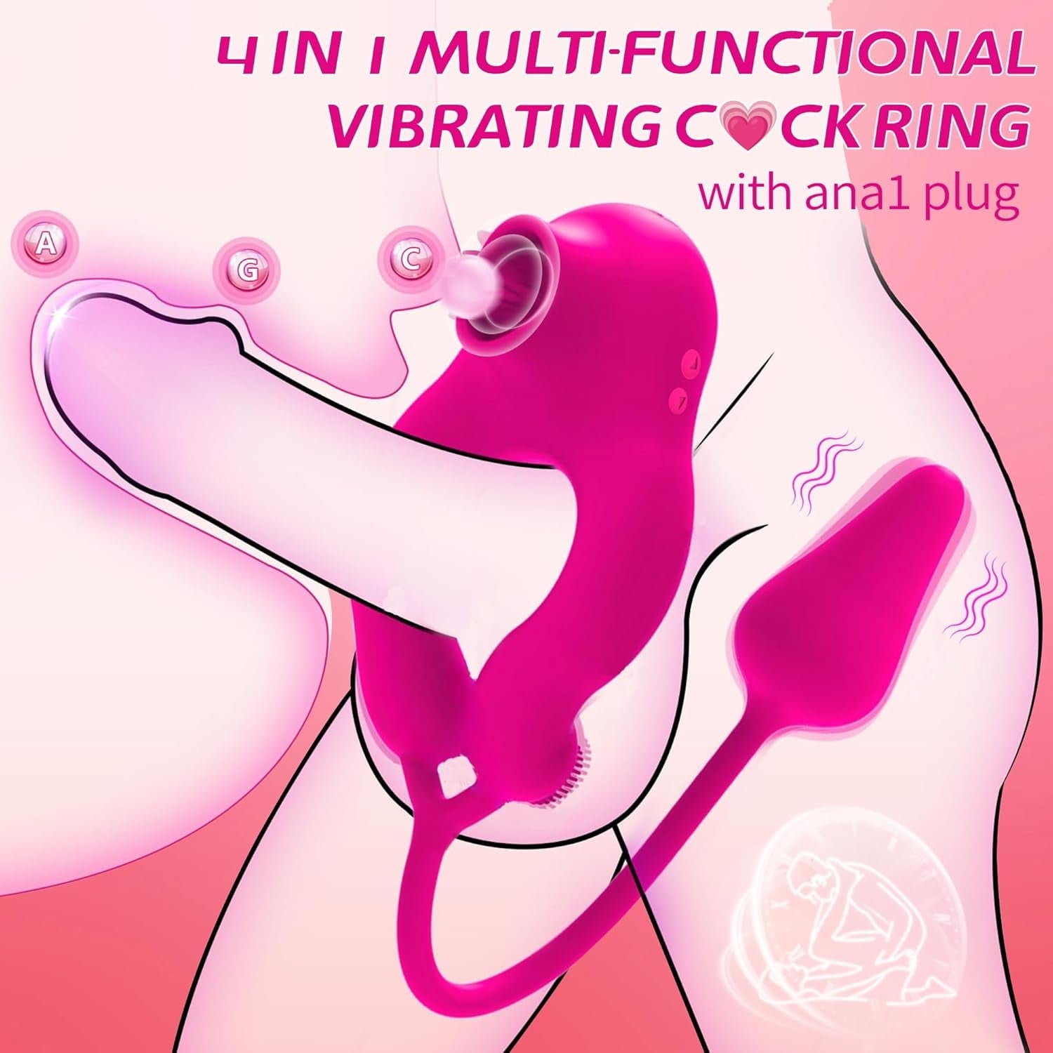 LickLink 4-in-1 Vibrating Cock Ring with Anal & Clit Stimulator Vixen | Nova Network LickLink 4-in-1 Vibrating Cock Ring with Anal & Clit Stimulator Vixen | Nova Network