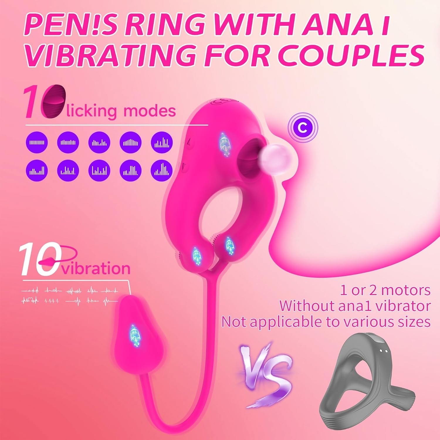 LickLink 4-in-1 Vibrating Cock Ring with Anal & Clit Stimulator Vixen | Nova Network LickLink 4-in-1 Vibrating Cock Ring with Anal & Clit Stimulator Vixen | Nova Network