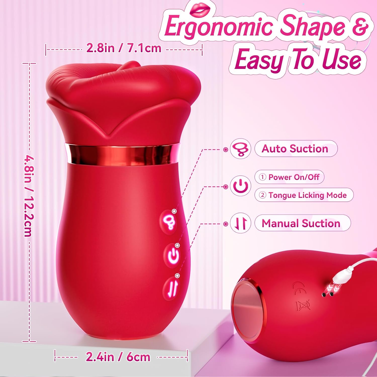 LickLure 5 - in - 1 Rose Sucking Vibrator - Vixen | Nova Network