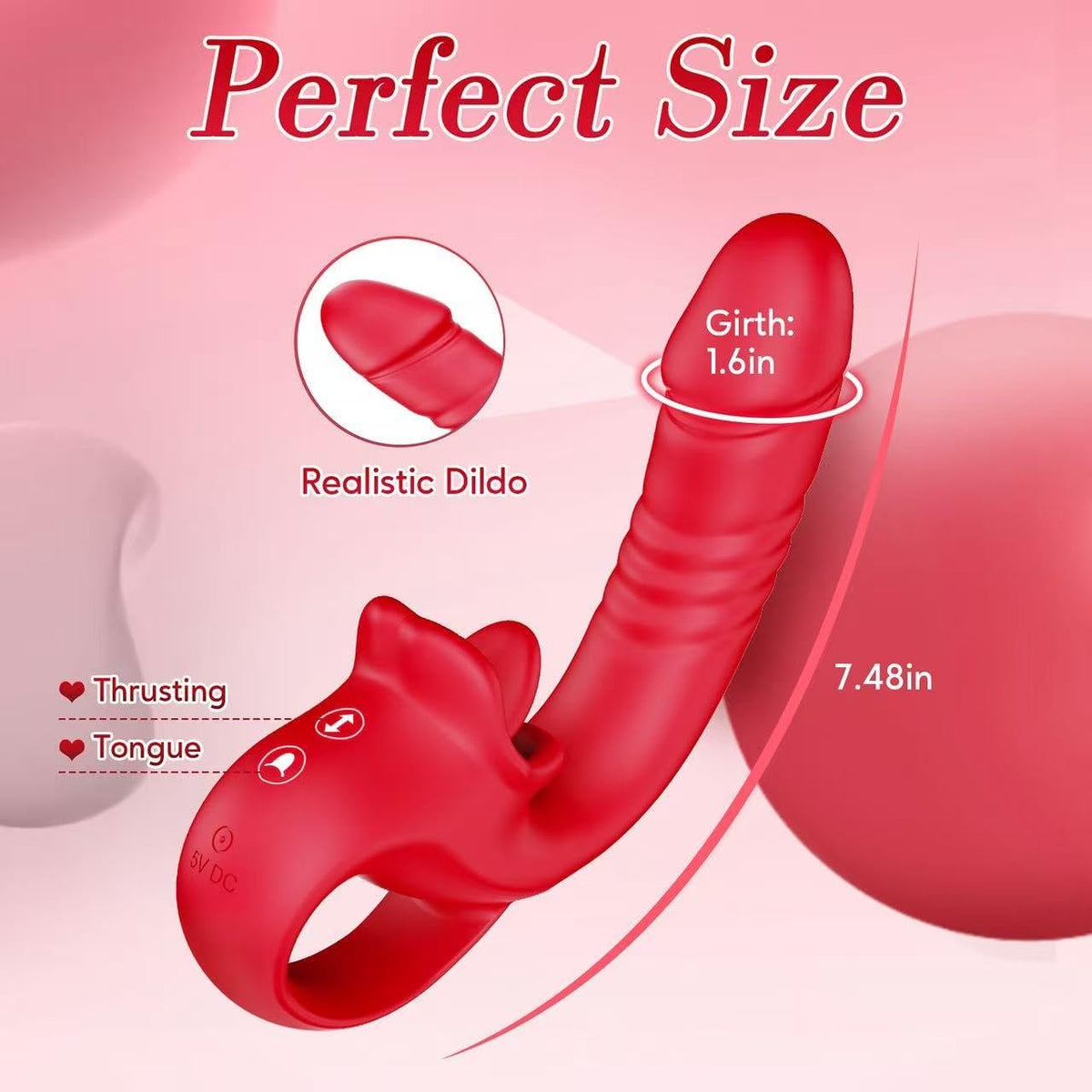 LickThrust 4-in-1 Thrusting G-Spot Vibrator with Licking Tongue - Vixen Adult Playroom