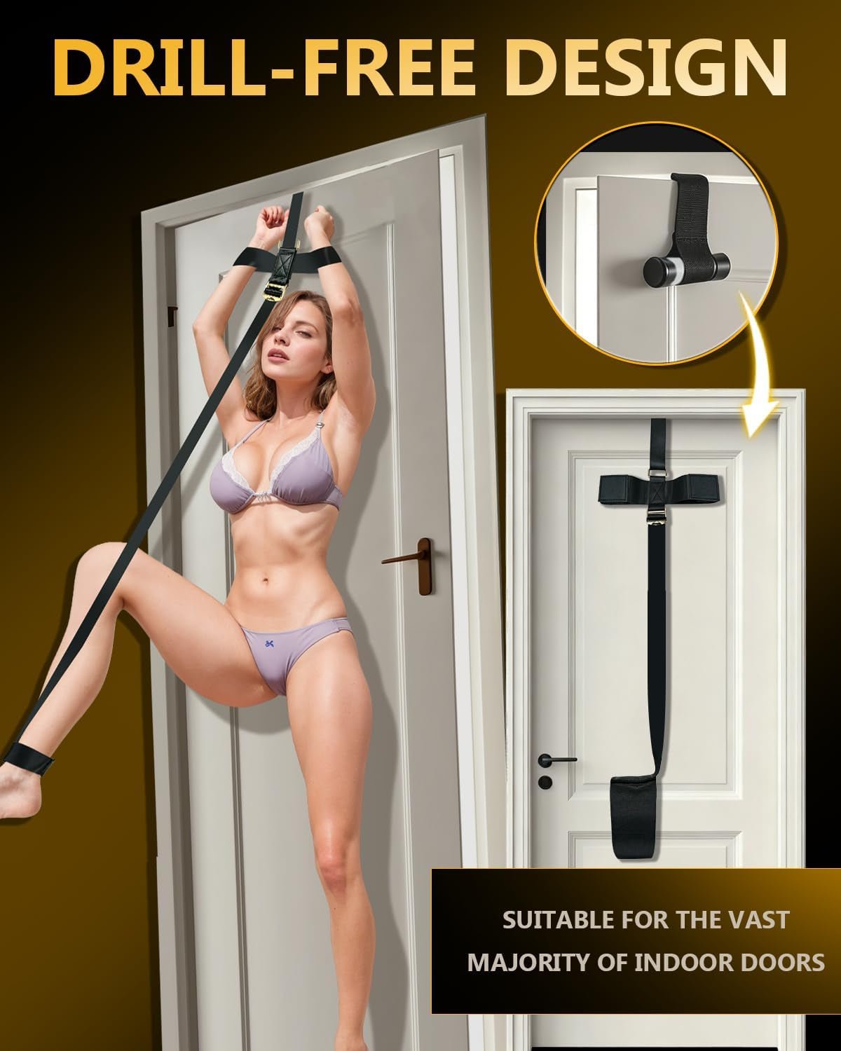 LiftLatch Door-Mounted Leg Cuff Sex Sling - Vixen Adult Playroom