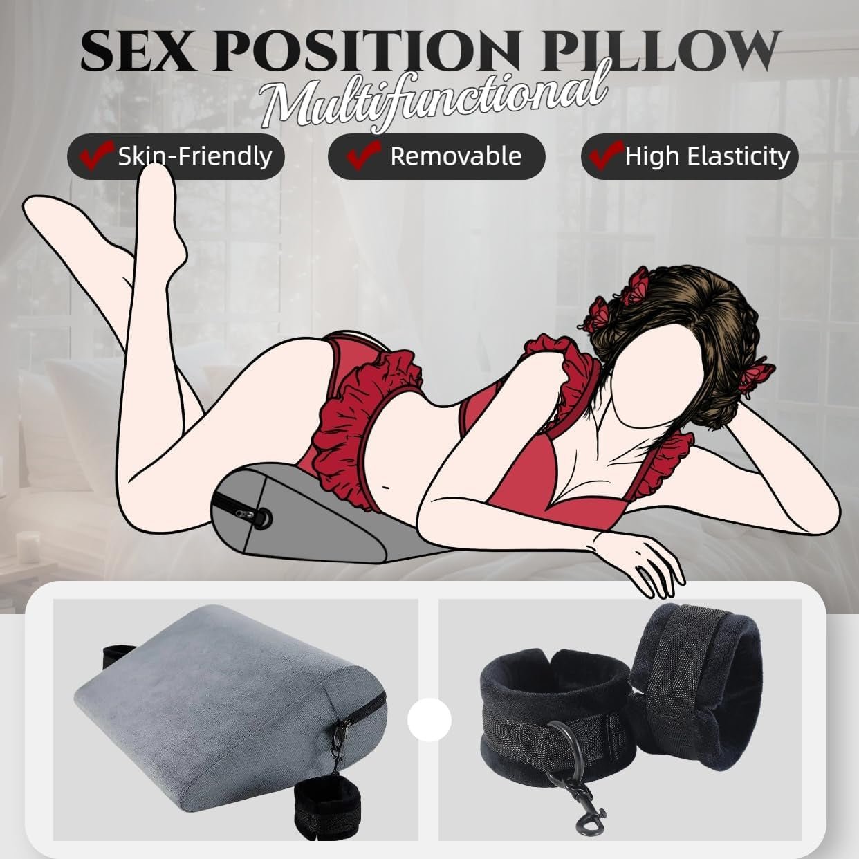LiftLock Sex Position Pillow with Cuffs - Vixen | Nova Network