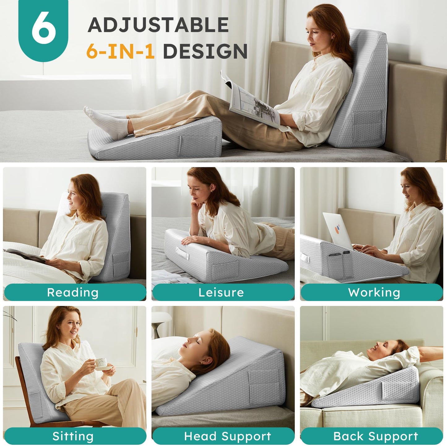 Light Gray Couples Intimate Position Wedge Pillow - Vixen | Nova Network