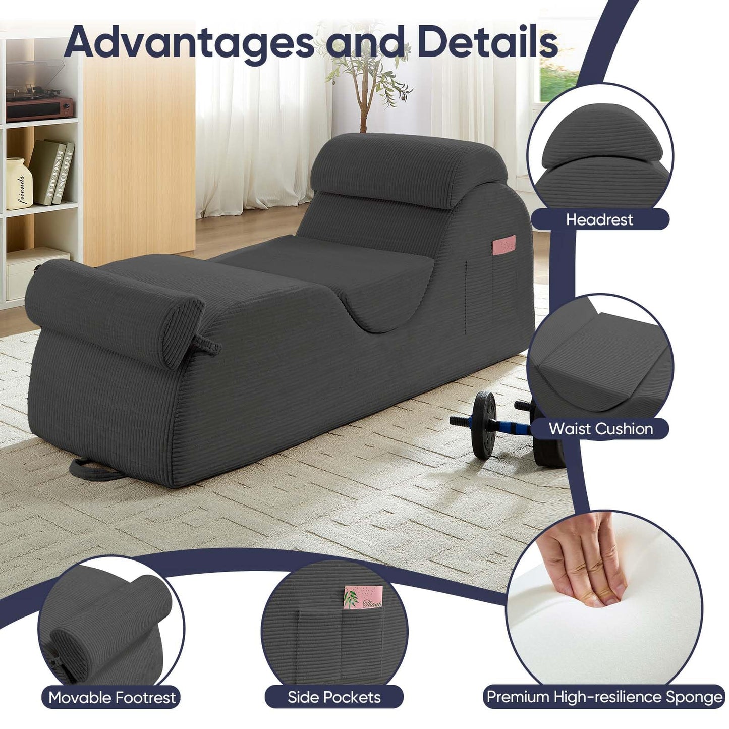 Light Gray Wide Corduroy Intimate Lounge Chair - Vixen | Nova Network