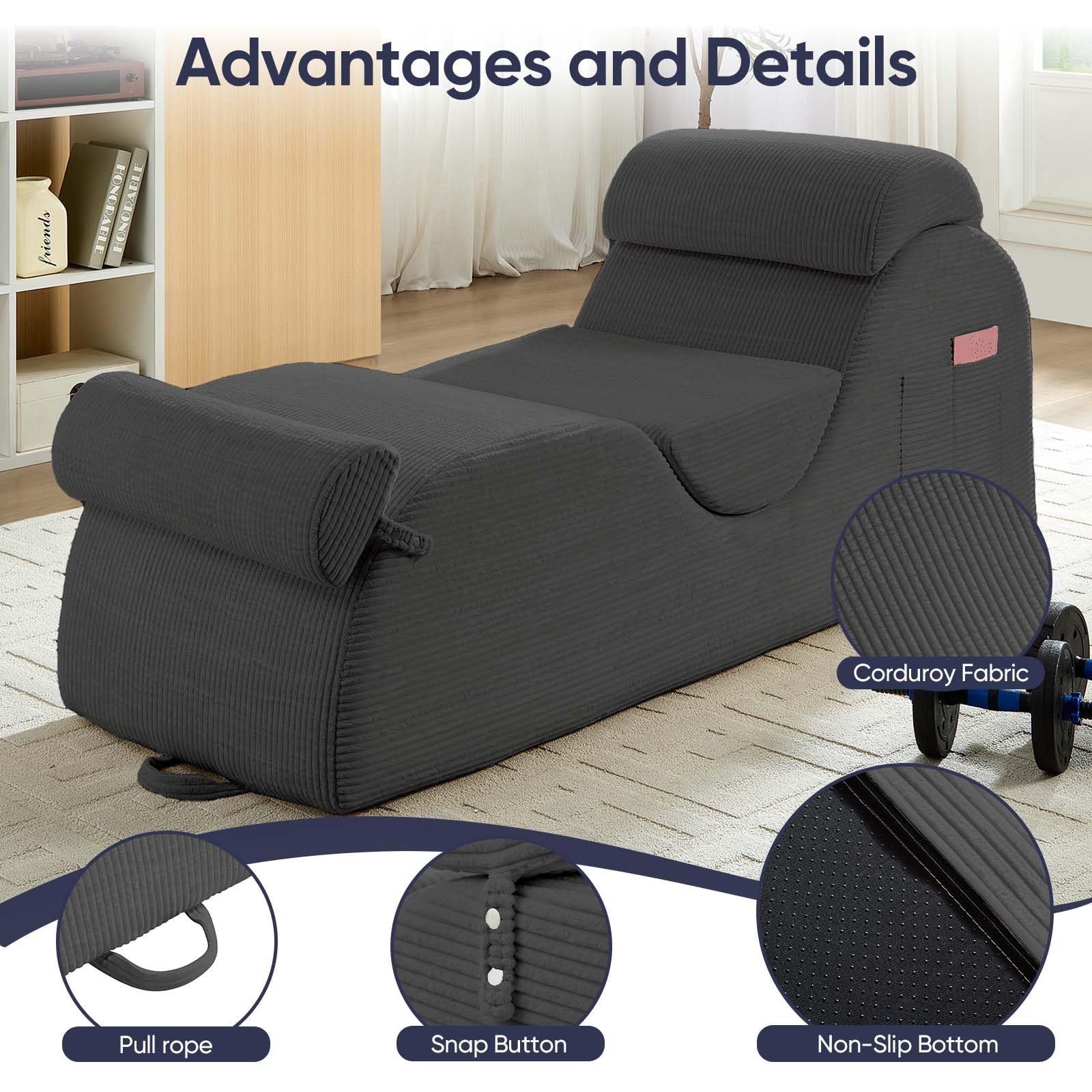 Light Gray Wide Corduroy Intimate Lounge Chair - Vixen | Nova Network