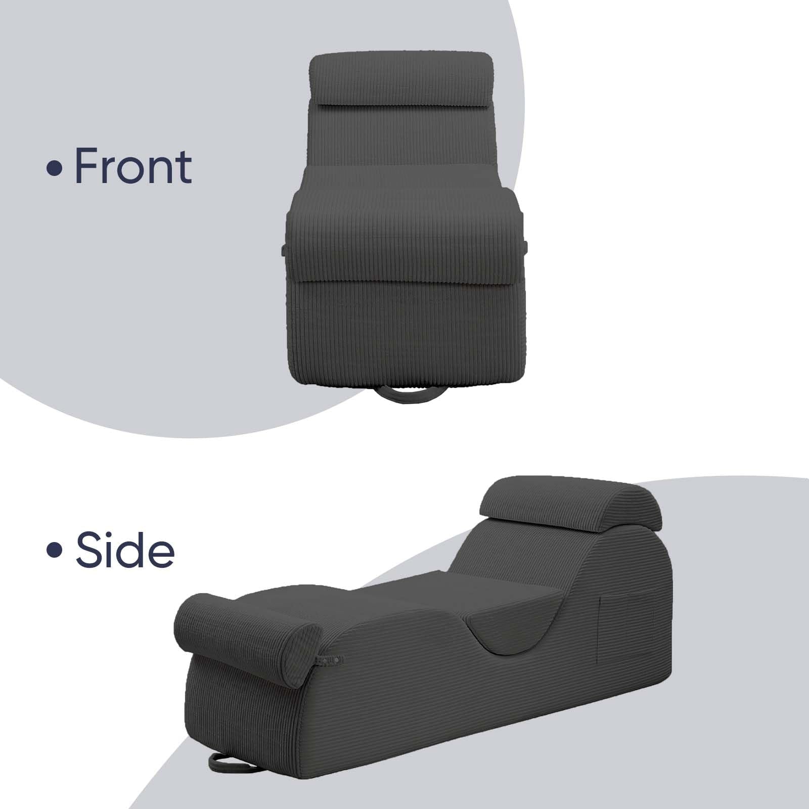 Light Gray Wide Corduroy Intimate Lounge Chair - Vixen | Nova Network