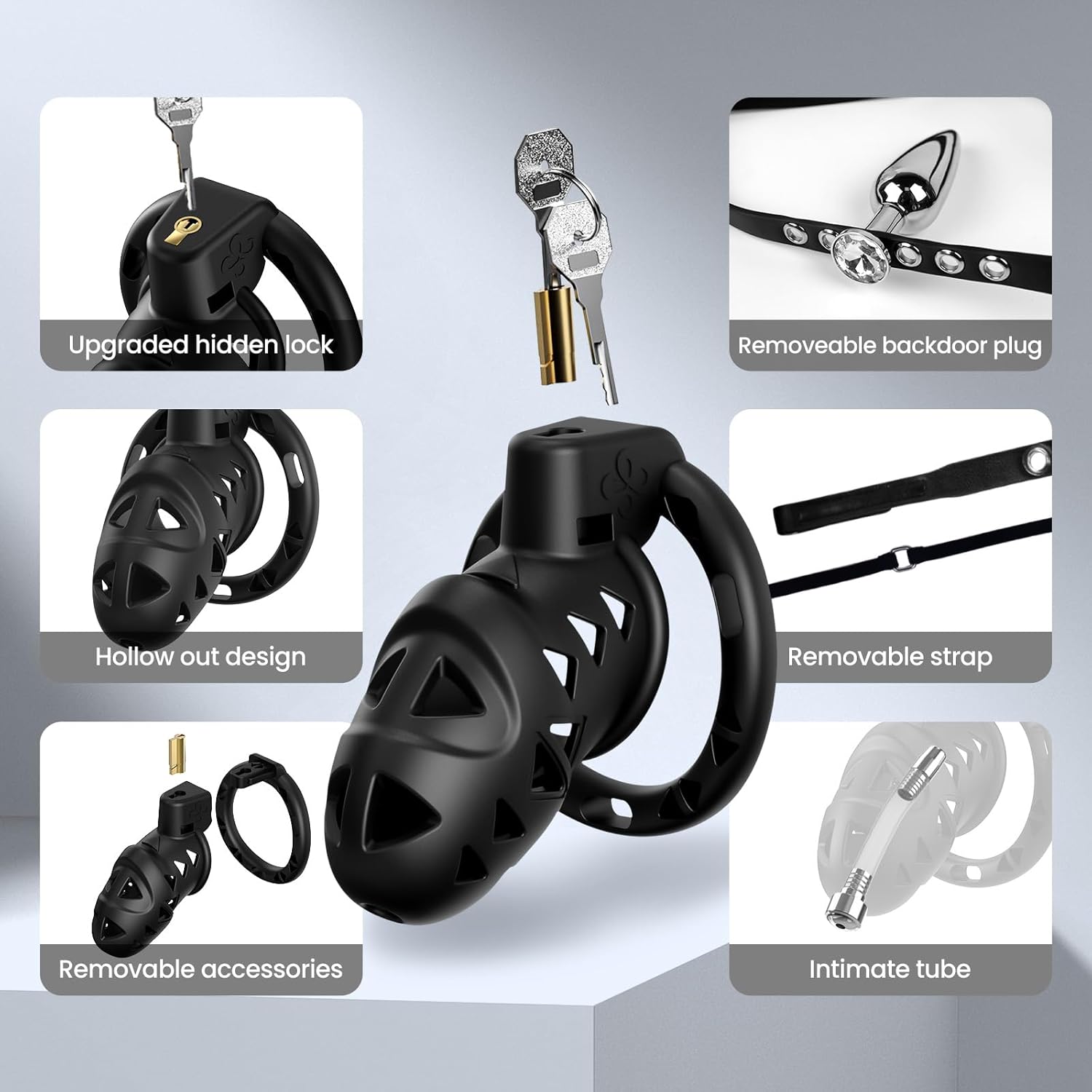 LockBound Male Chastity Cage Set with Plug & Catheter - Vixen | Nova Network