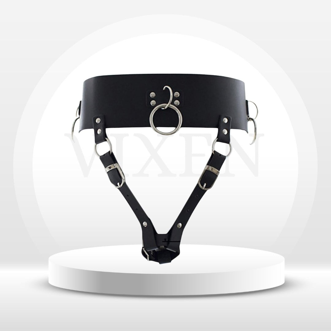 LockHold PU Leather Wand & Vibrator Harness Belt - Vixen Adult Playroom