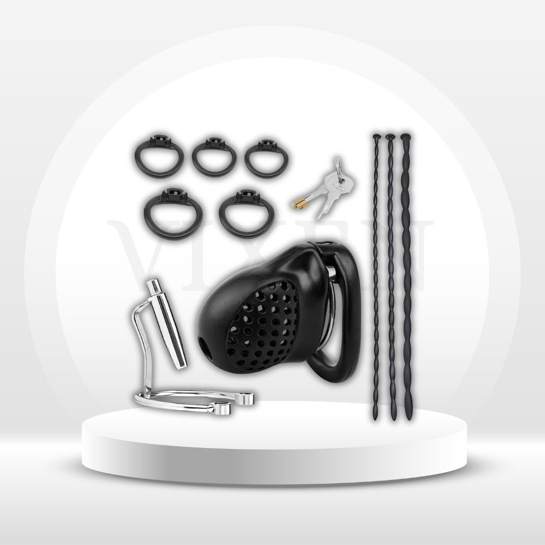 LockMaster Male Chastity Cage Kit & Urethral Sounds - Vixen | Nova Network