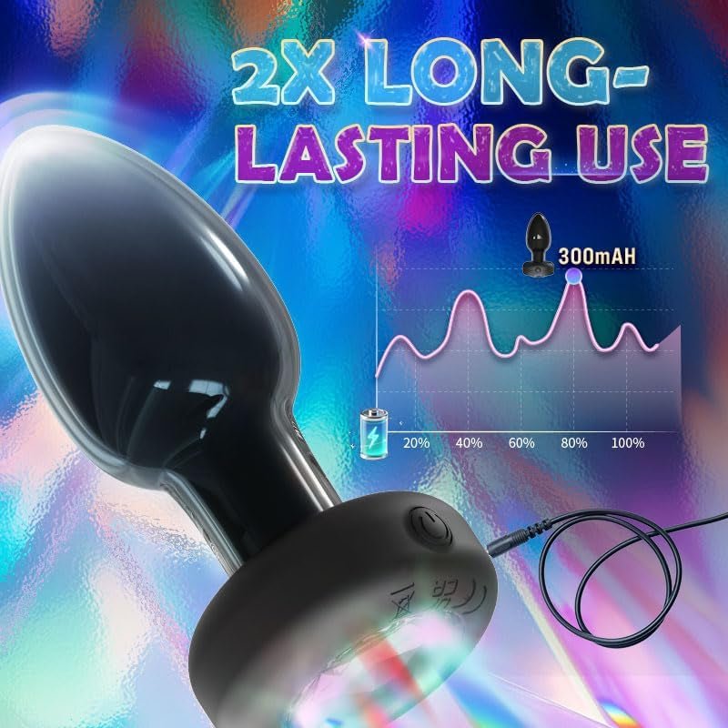 LumaGlow Light-Up Vibrating Glass Butt Plug 10 Modes - Vixen | Nova Network