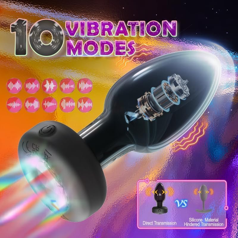 LumaGlow Light-Up Vibrating Glass Butt Plug 10 Modes - Vixen | Nova Network