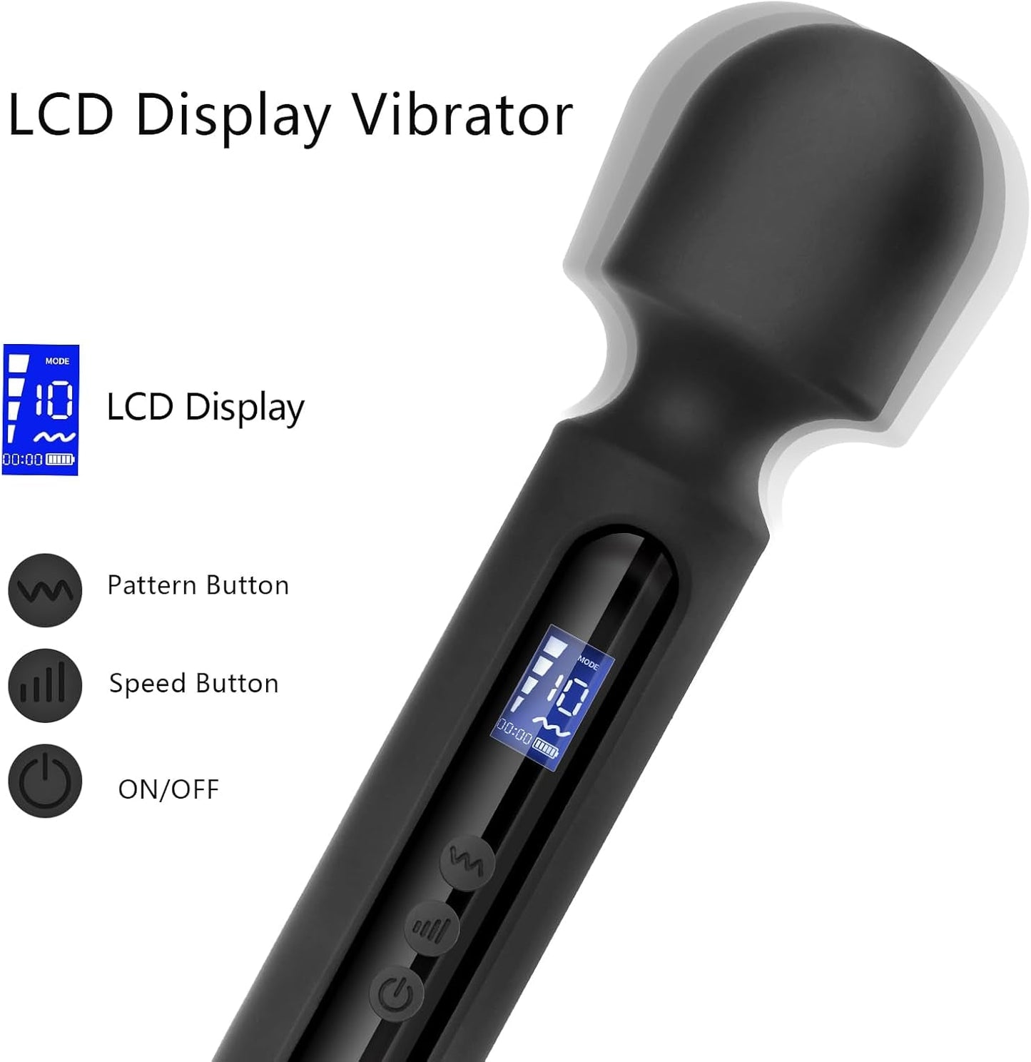 LumaWand 12" Premium Wand Vibrator with LCD Display - Vixen Adult Playroom