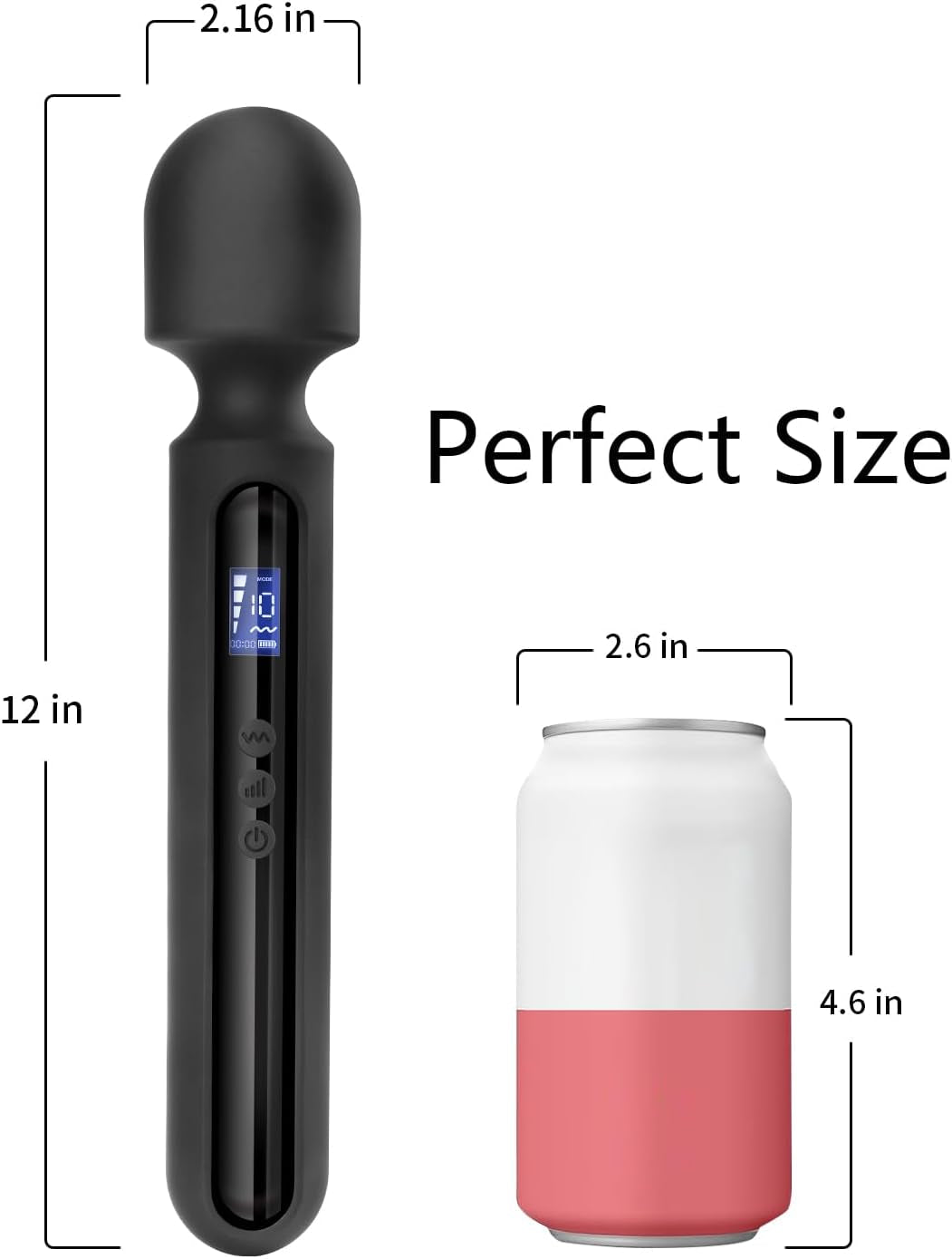 LumaWand 12" Premium Wand Vibrator with LCD Display - Vixen Adult Playroom