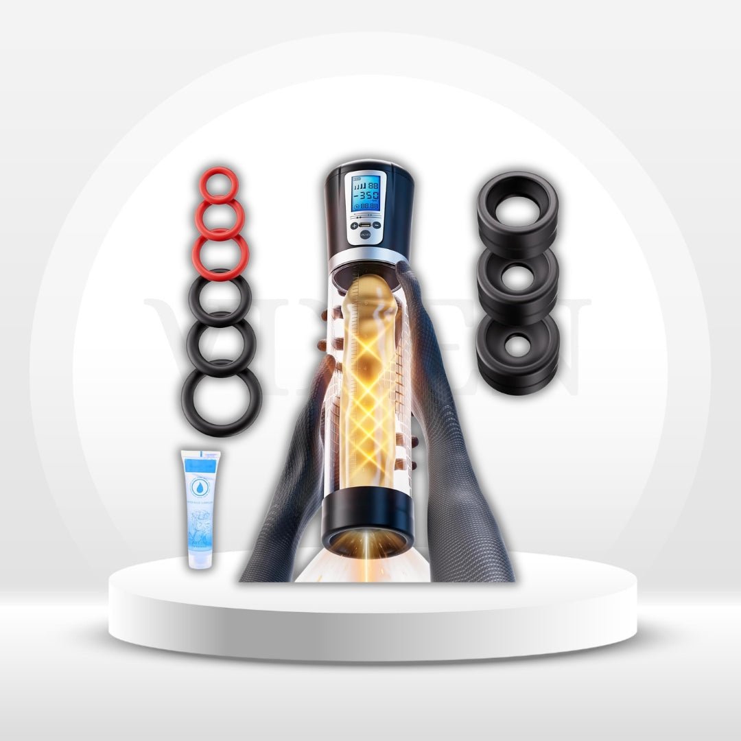 LumenCore LED Penis Pump | 4 Modes, 6 Rings + Lube - Vixen Adult Playroom