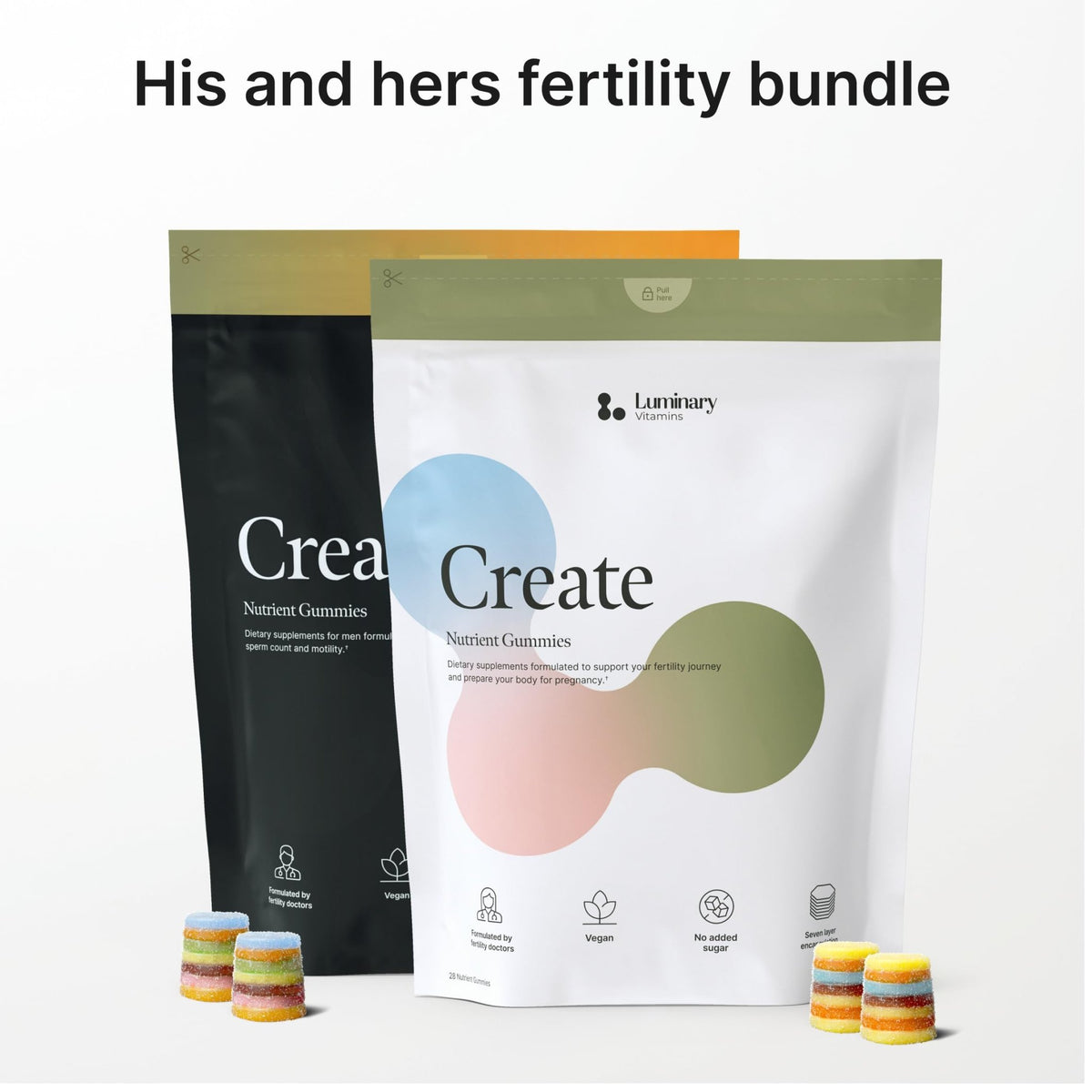 Luminary Vitamins Create for Men | IVF-Doctor Formulated Male Fertility Gummies | 300 mg CoQ10, 900 mg L-Carnitine, 10 mg Lycopene | Supports Sperm Health | Vegan & No Added Sugar (28 Day Supply) - Vixen Adult Playroom