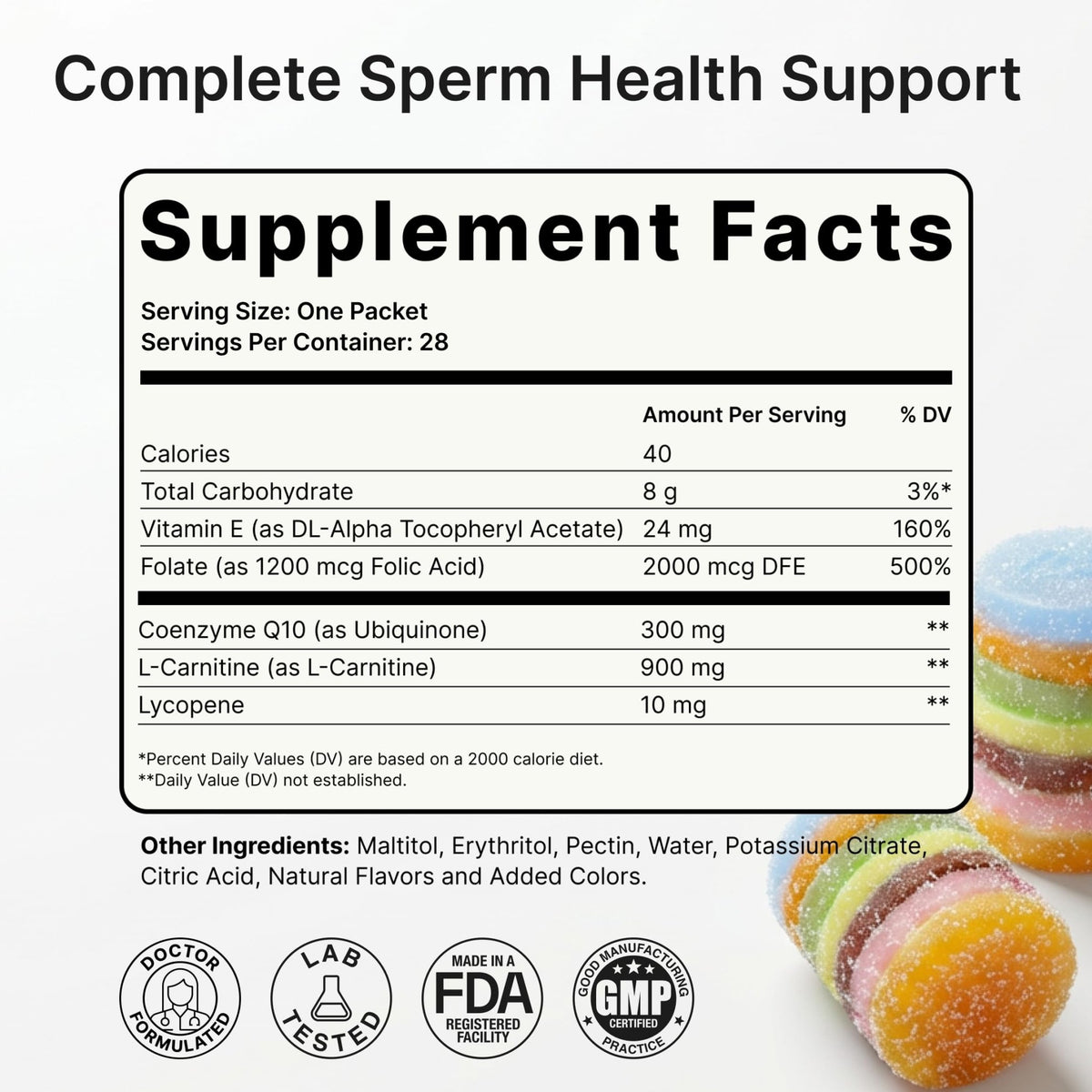 Luminary Vitamins Create for Men | IVF-Doctor Formulated Male Fertility Gummies | 300 mg CoQ10, 900 mg L-Carnitine, 10 mg Lycopene | Supports Sperm Health | Vegan & No Added Sugar (28 Day Supply) - Vixen Adult Playroom