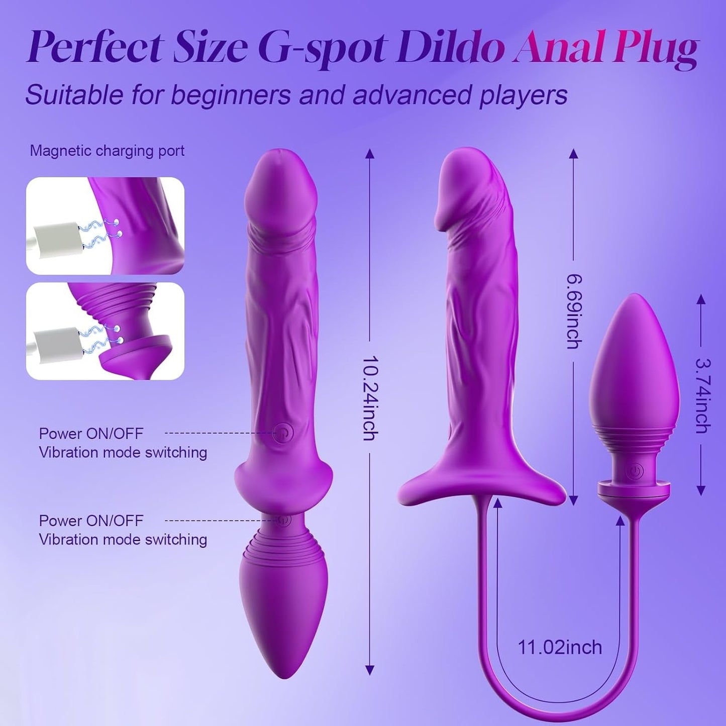 LureLock Dual-Ended Vibrating Dildo & Anal Plug Wand - Vixen | Nova Network