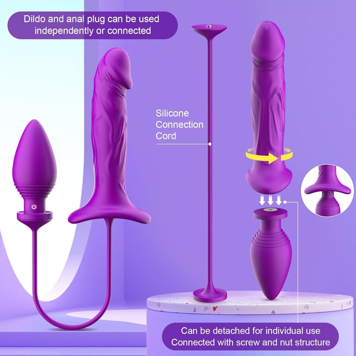 LureLock Dual-Ended Vibrating Dildo & Anal Plug Wand - Vixen | Nova Network