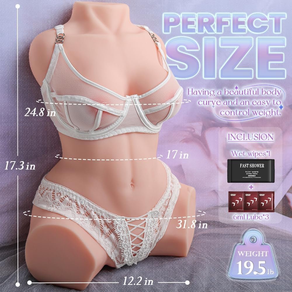 LushMirage Realistic Sex Doll Torso | Dual Channels, Soft TPE - Vixen | Nova Network