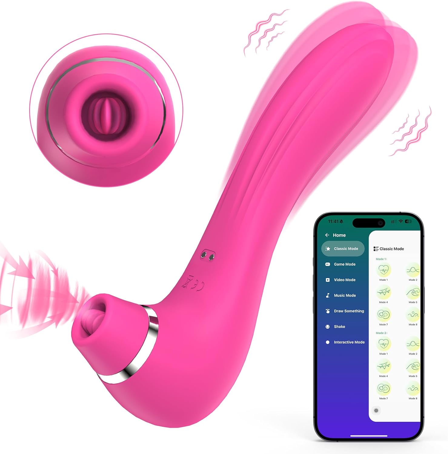 LustLips 4 - in - 1 App - Controlled Licking & G - Spot Vibrator - Vixen | Nova Network