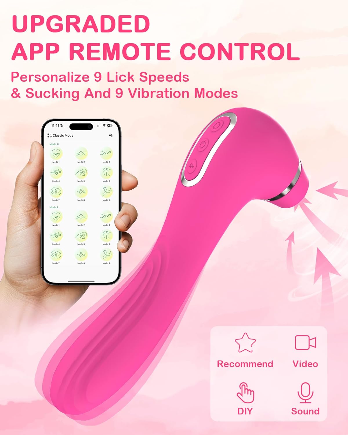 LustLips 4 - in - 1 App - Controlled Licking & G - Spot Vibrator - Vixen | Nova Network