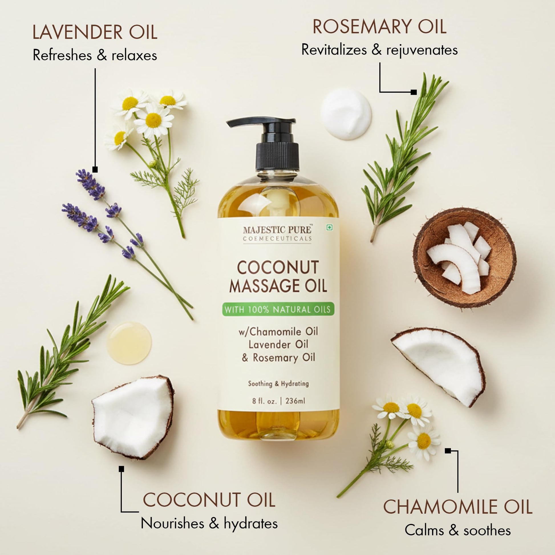 MAJESTIC PURE Coconut Massage Oil for Massage Therapy - Refreshing, and Relaxing - Natural Oils - for All Skin Types - Men and Women - 8 fl oz - Vixen | Nova Network