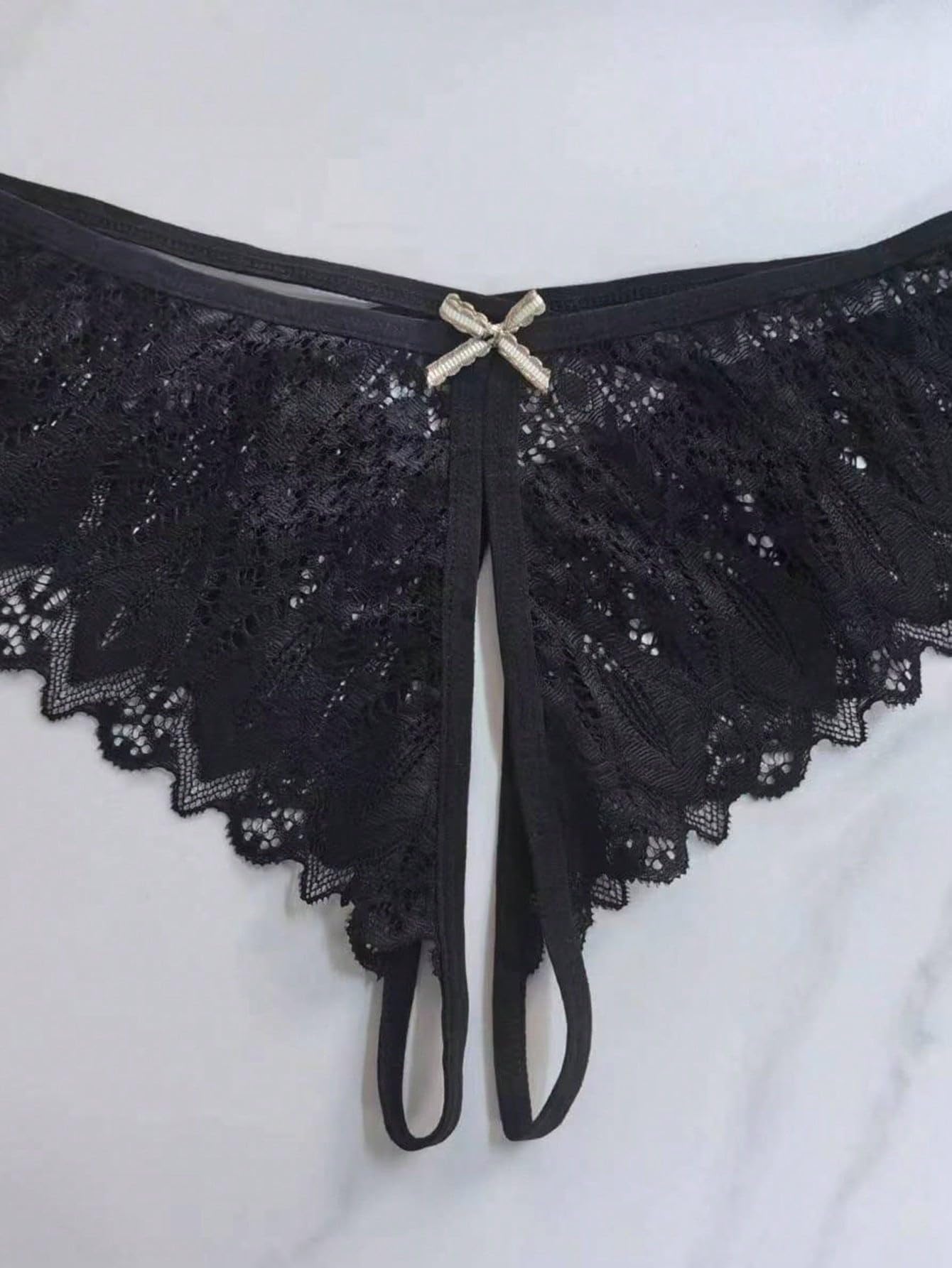 MakeMeChic Women's Floral Lace Panties Criss Cross Cut Out Lace Trim Bow Knot Briefs Sexy Underwear Black A Large - Vixen | Nova Network