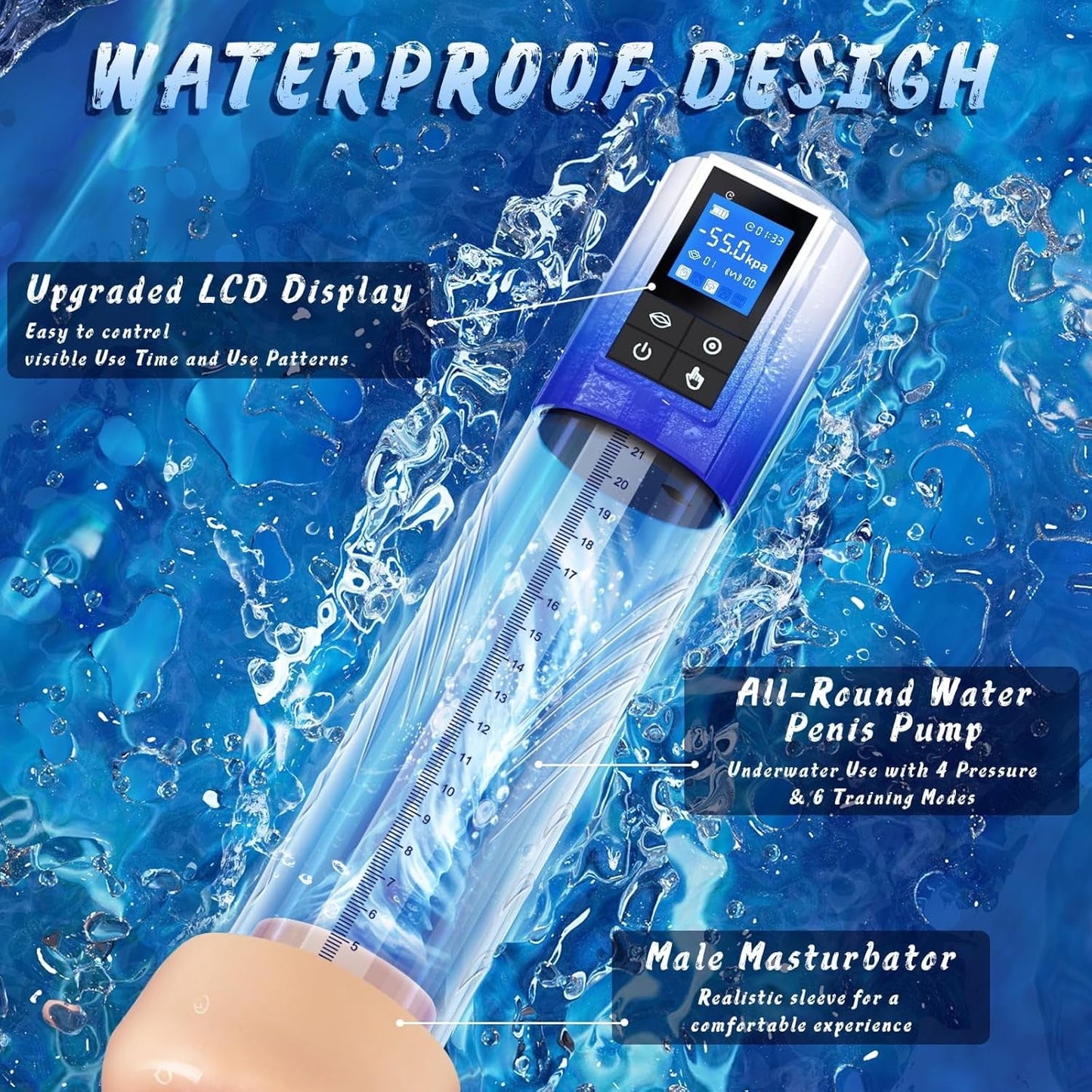 MaxPull 4-in-1 Penis Pump | 6 Suctions, IPX7, LCD - Vixen Adult Playroom