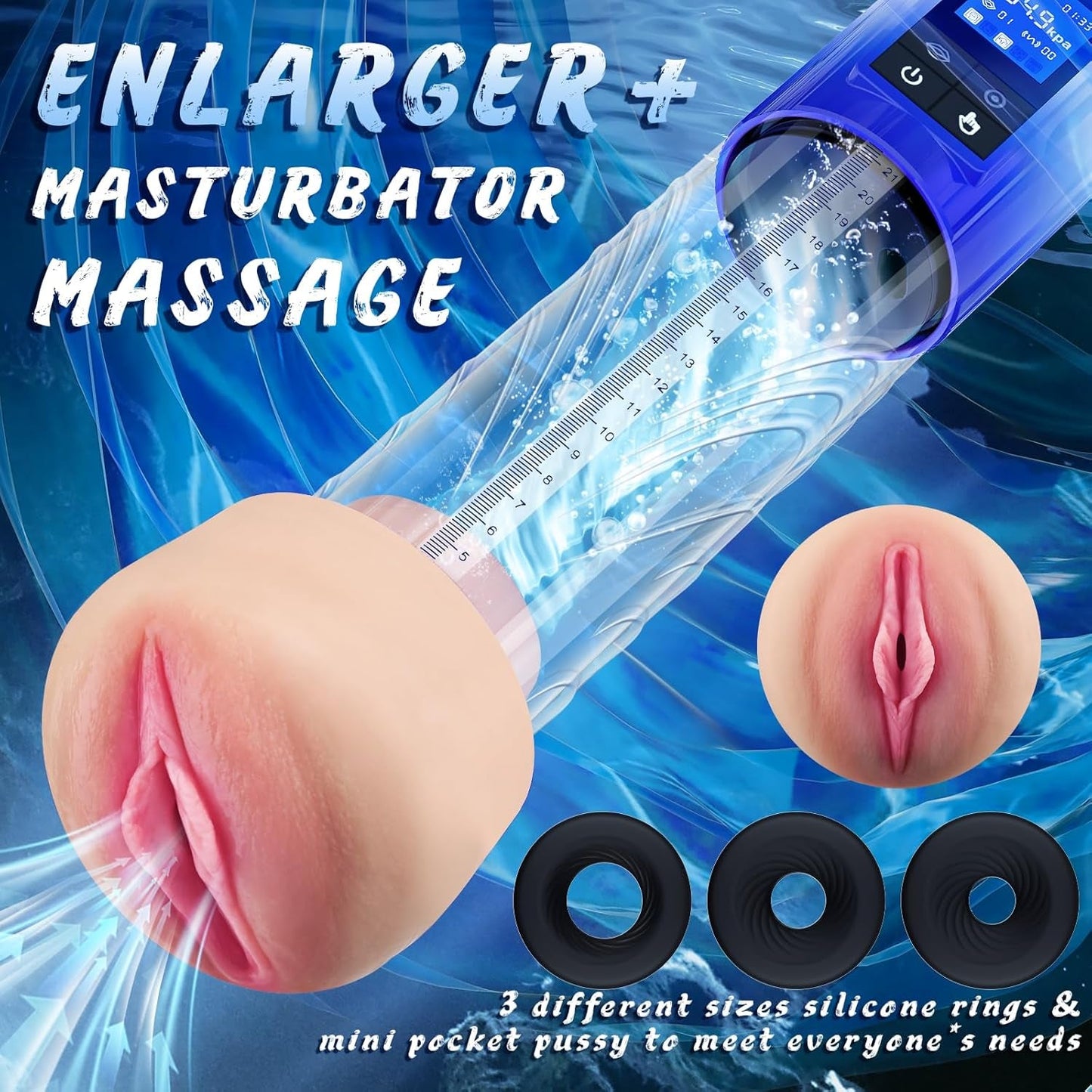 MaxPull 4-in-1 Penis Pump | 6 Suctions, IPX7, LCD - Vixen Adult Playroom