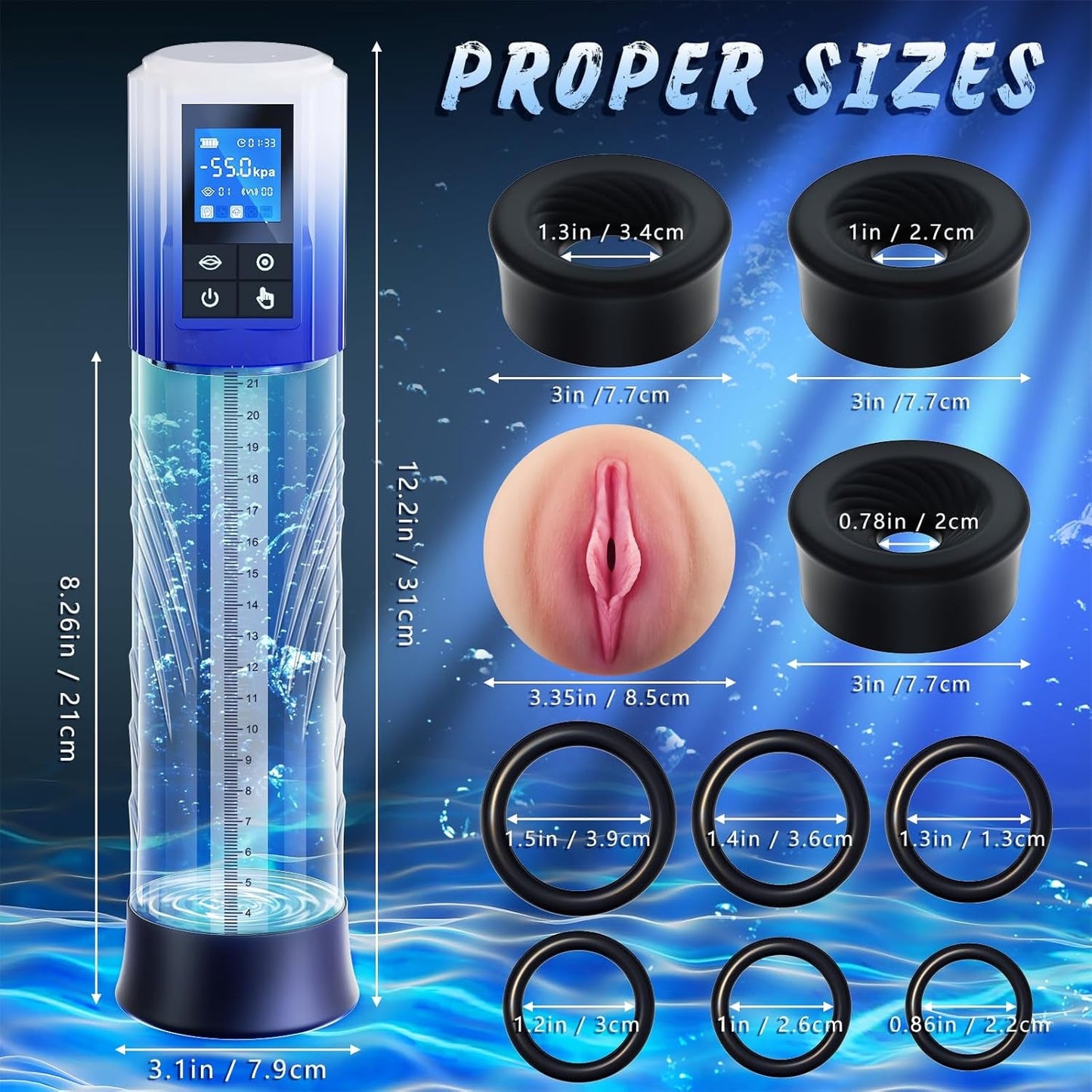 MaxPull 4-in-1 Penis Pump | 6 Suctions, IPX7, LCD - Vixen Adult Playroom