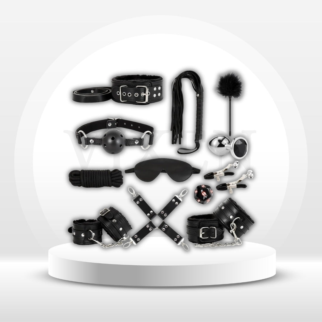 Midnight Noir 12-Pc Bondage Kit for Beginners - Vixen Adult Playroom