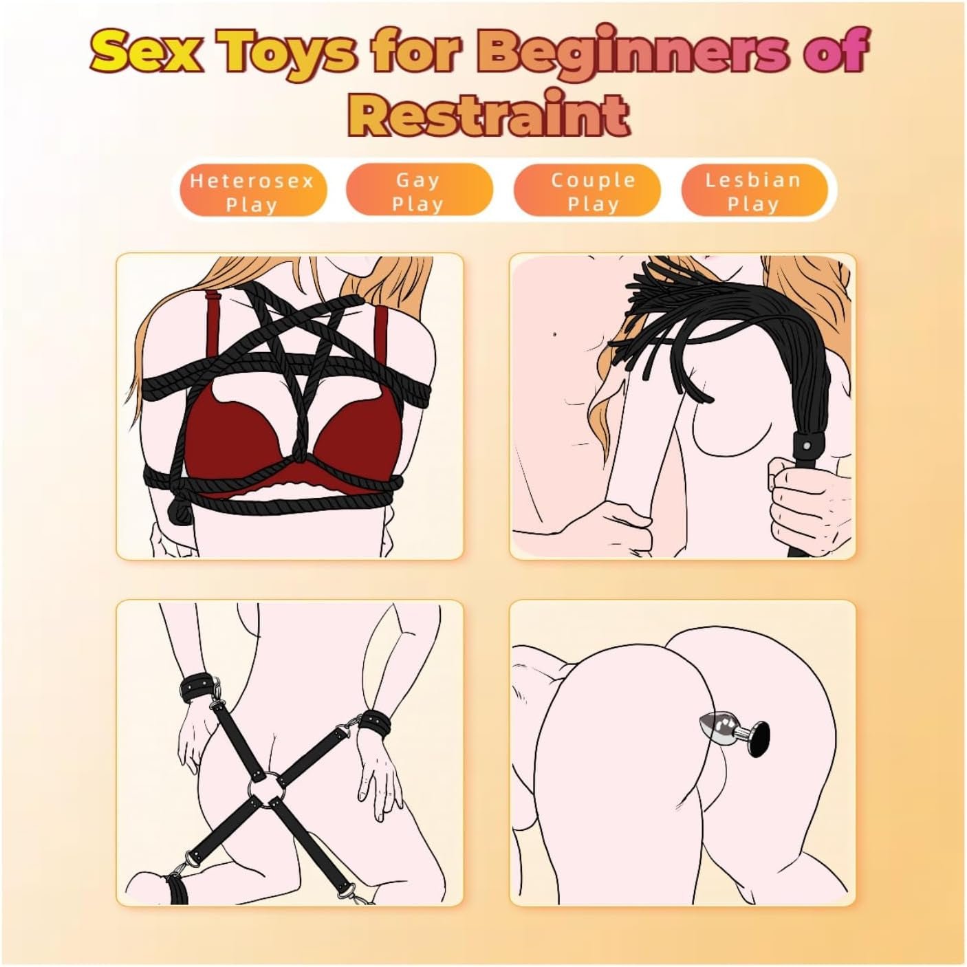Midnight Noir 12-Pc Bondage Kit for Beginners - Vixen Adult Playroom