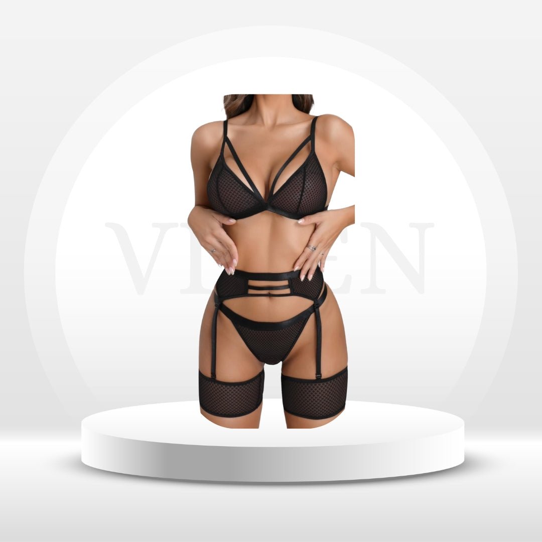 MidnightMuse 4 - Piece Mesh Lingerie Set - Vixen | Nova Network