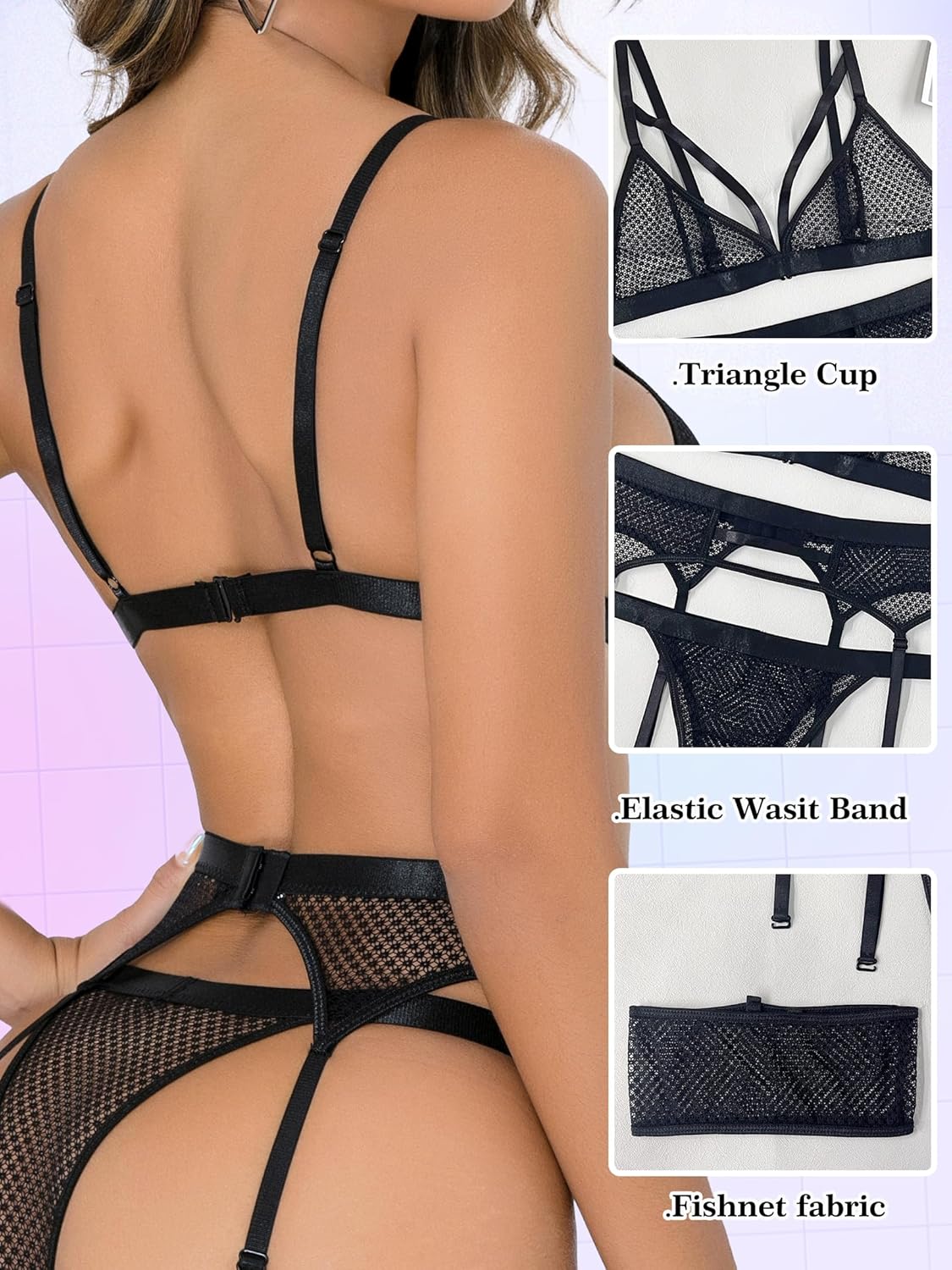 MidnightMuse 4 - Piece Mesh Lingerie Set - Vixen | Nova Network